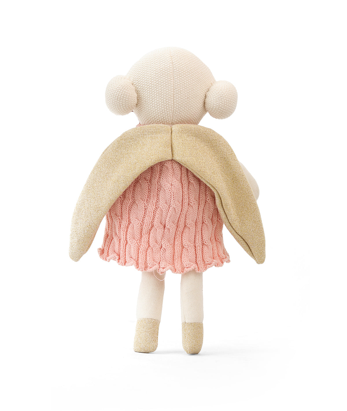 Angel Doll Cotton Knitted Stuffed Soft Toy (Baby Pink & Gold)