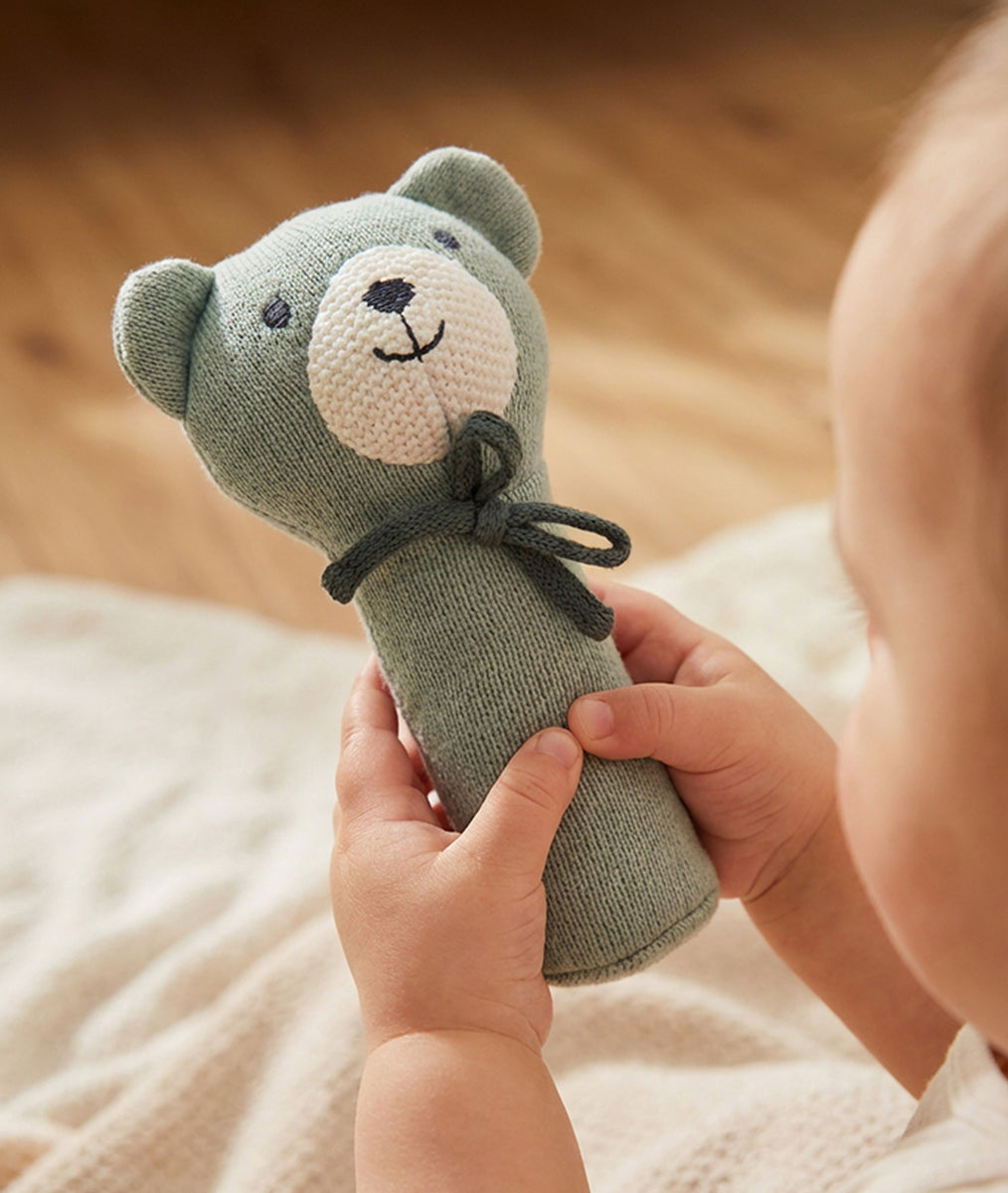 Rattle Bear Cotton Knitted Stuffed Soft Toys for Babies / Kids (Baby B ...