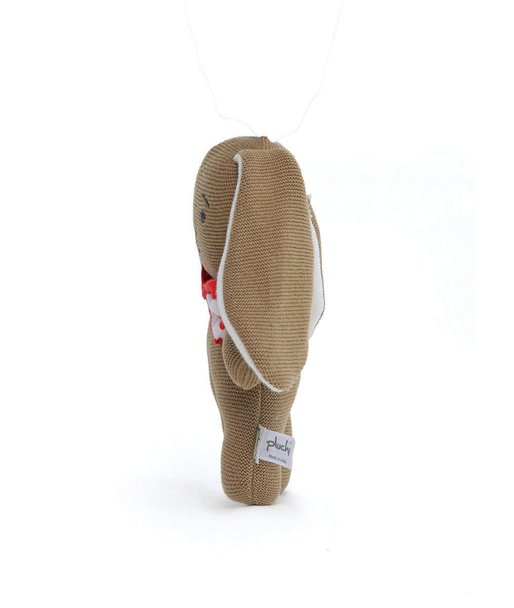 Mr. Bunny Rabbit Cotton Knitted Stuffed Soft Toy (Natural, Light Brown ...