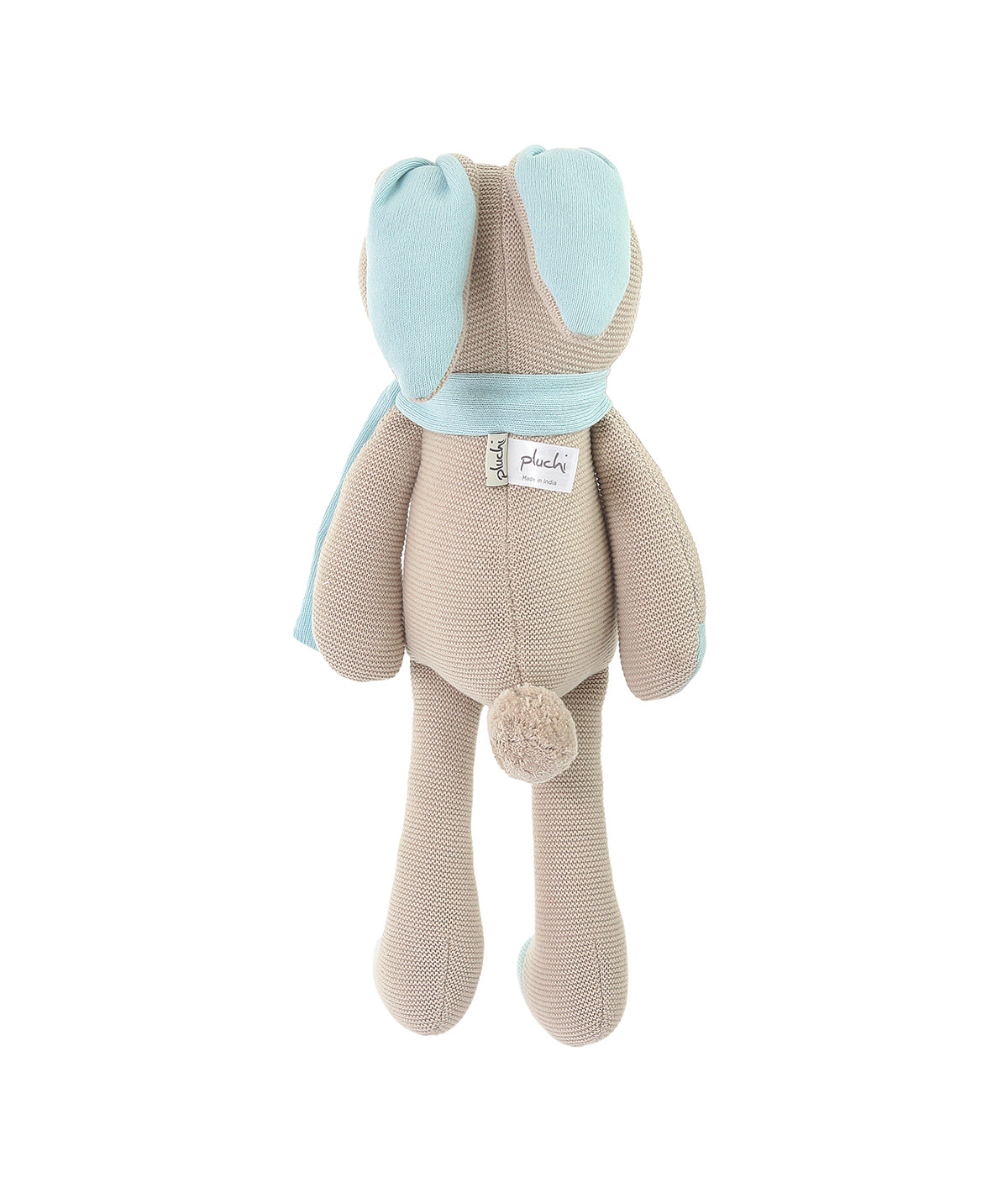 Berry Bunny Cotton Knitted Stuffed Soft Toy (Pale Whisper & Baby Blue)