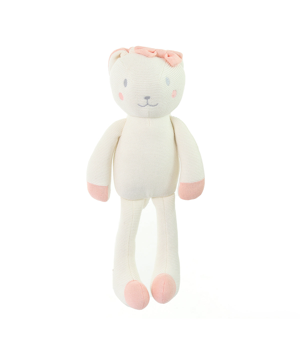 Berry Bunny Cotton Knitted Stuffed Soft Toy (Ivory & Baby Pink)