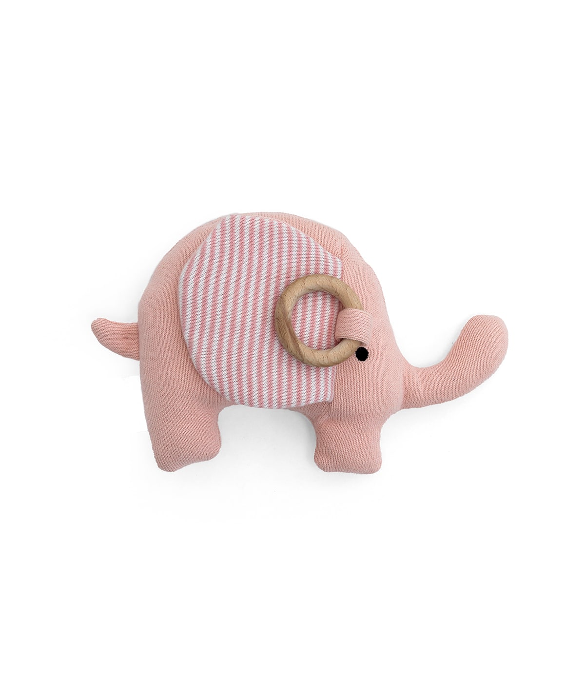 Crinkle Me Elephant Soother Toy Cotton Knitted Stuffed Soft Toy (Baby Pink & Natural)
