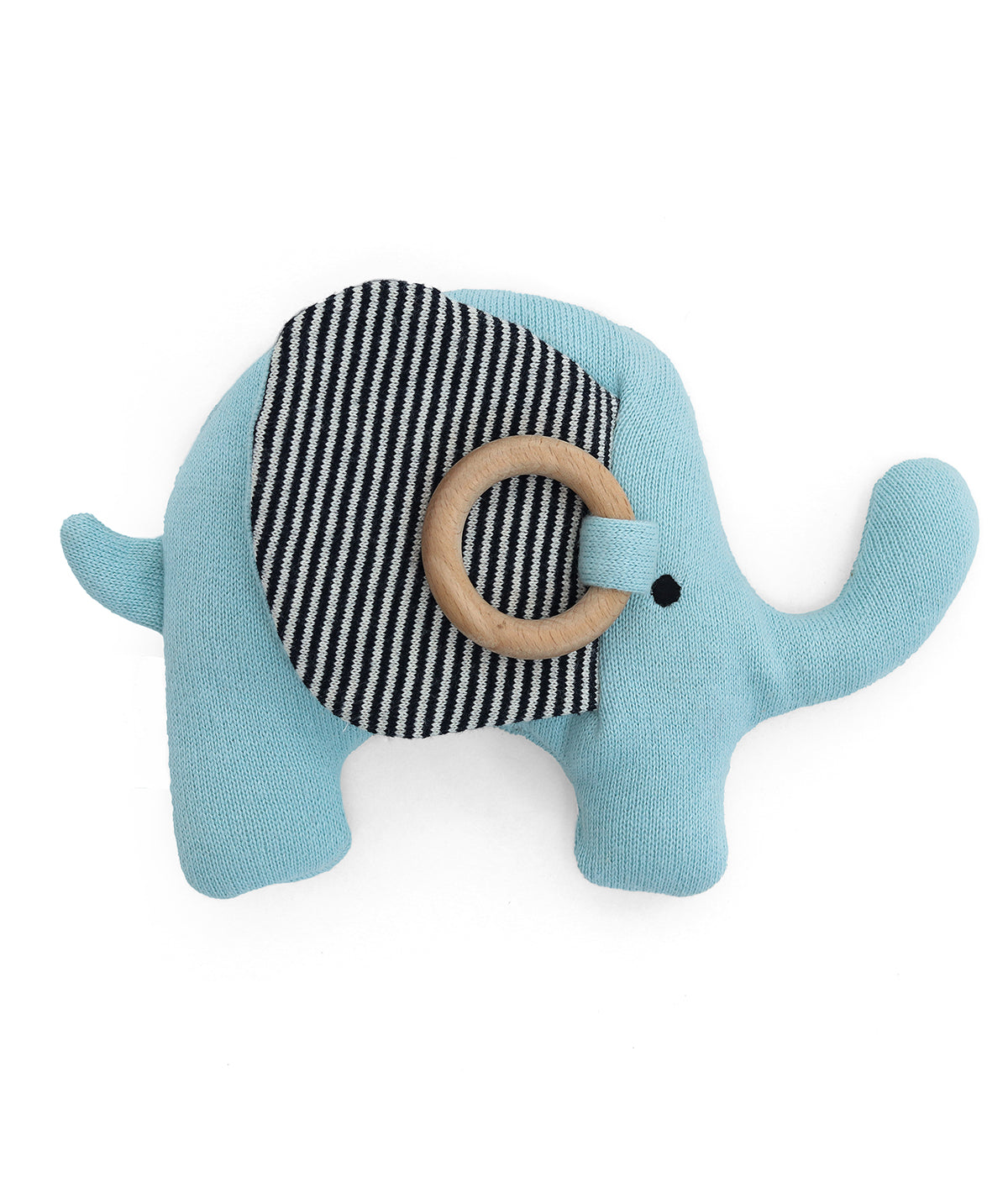 Crinkle Me Elephant Soother Toy Cotton Knitted Stuffed Soft Toy (Baby Pink & Natural, Navy)