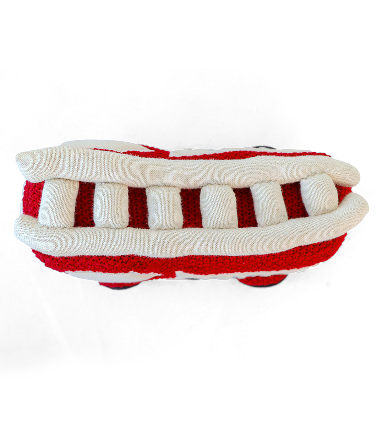 Fire Bus Cotton Knitted Stuffed Soft Toy (Red Natural)