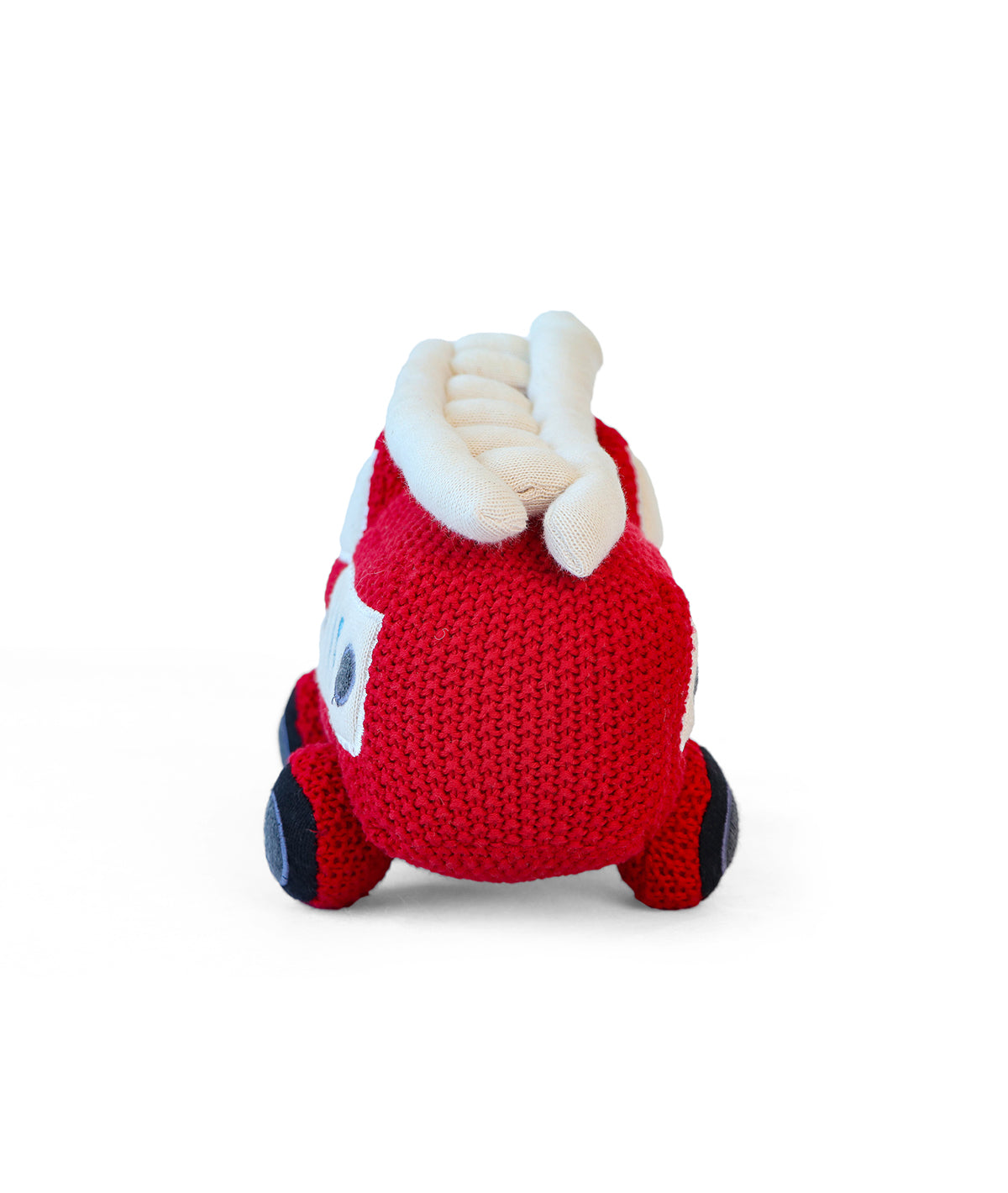 Fire Bus Cotton Knitted Stuffed Soft Toy (Red Natural)