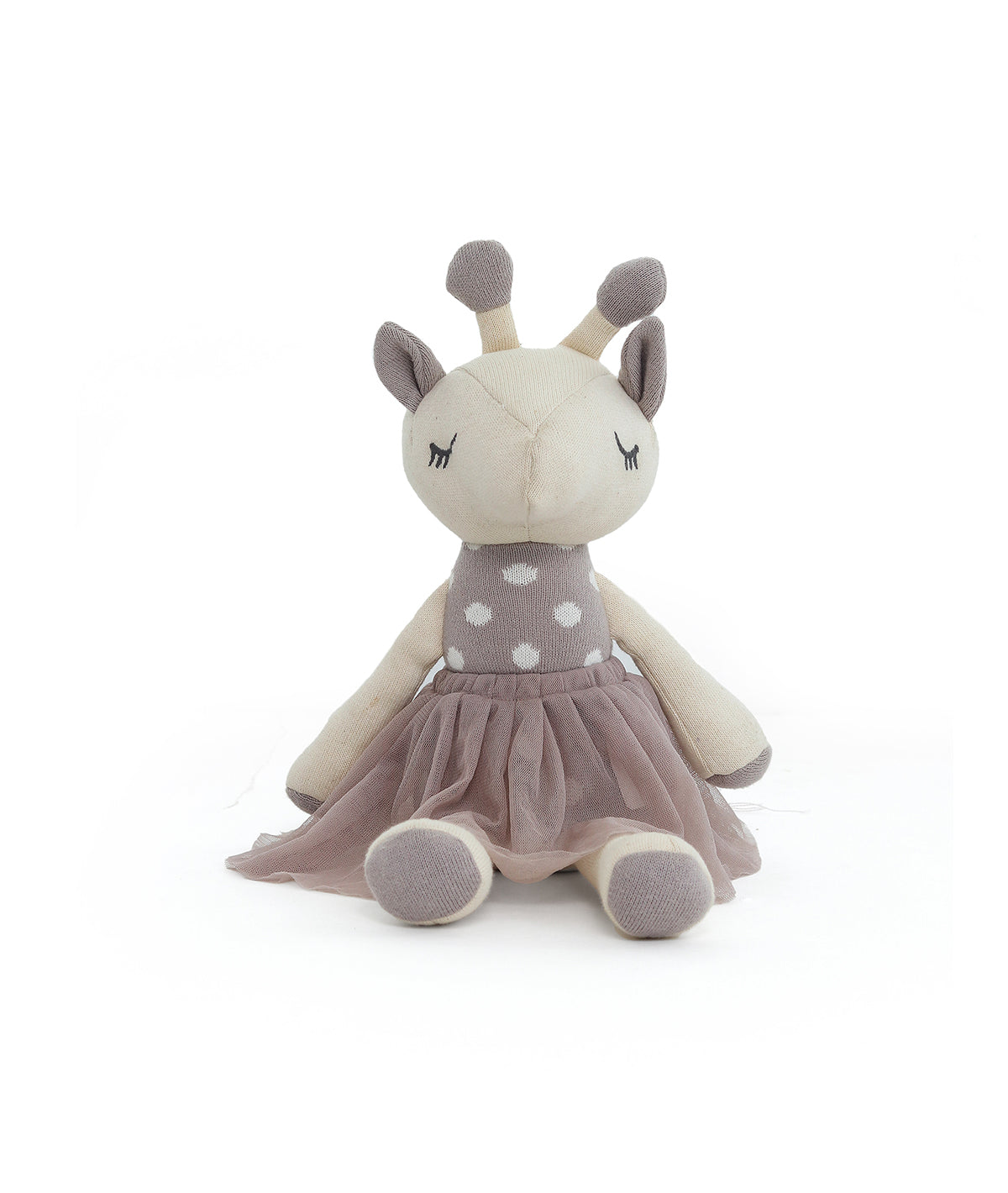Georgie Giraffe Cotton Knitted Stuffed Soft Toy (Natural & Steel Grey)