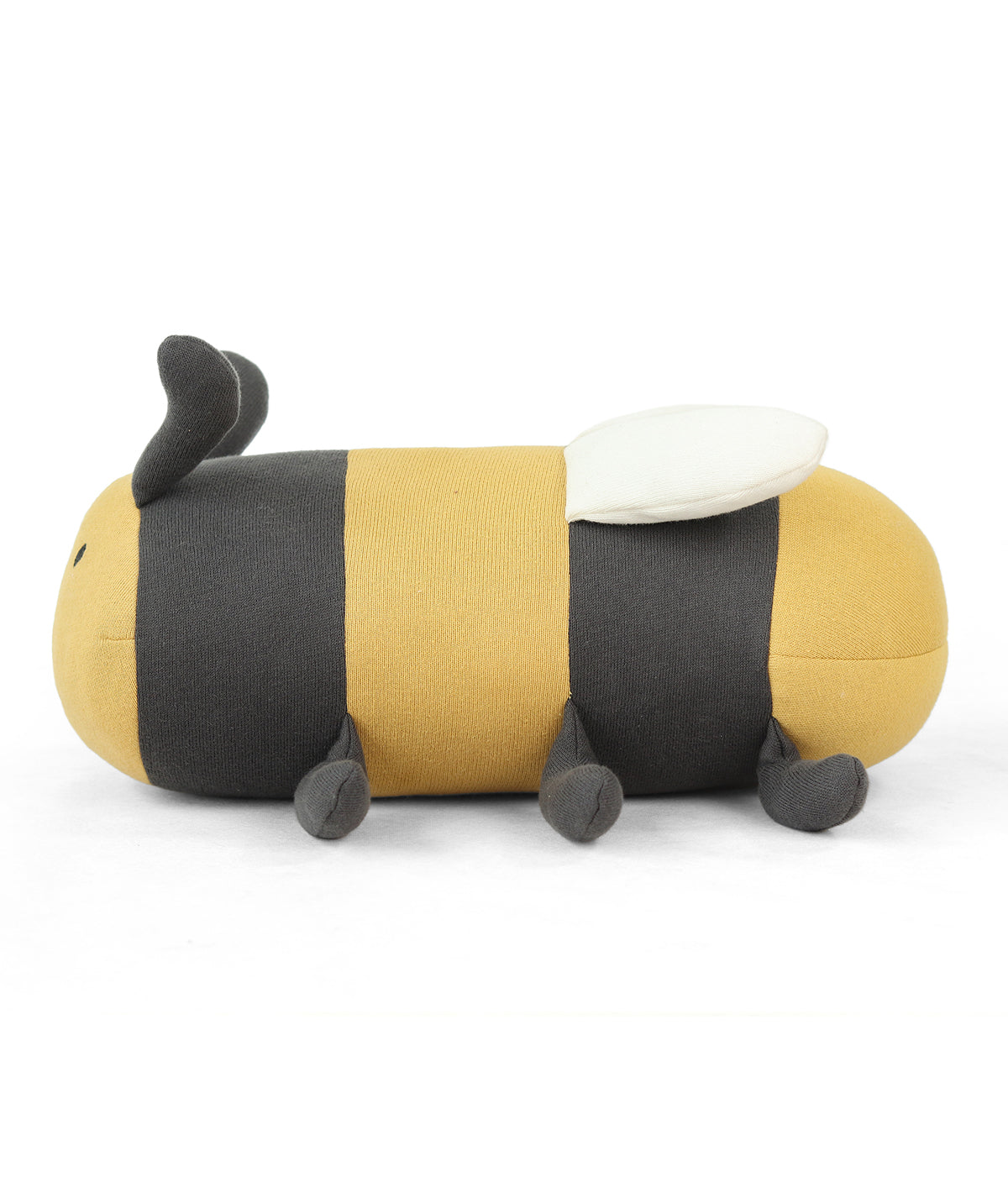 Honey Bee Cotton Knitted Stuffed Soft Toy (Dark Grey & Honey Gold)