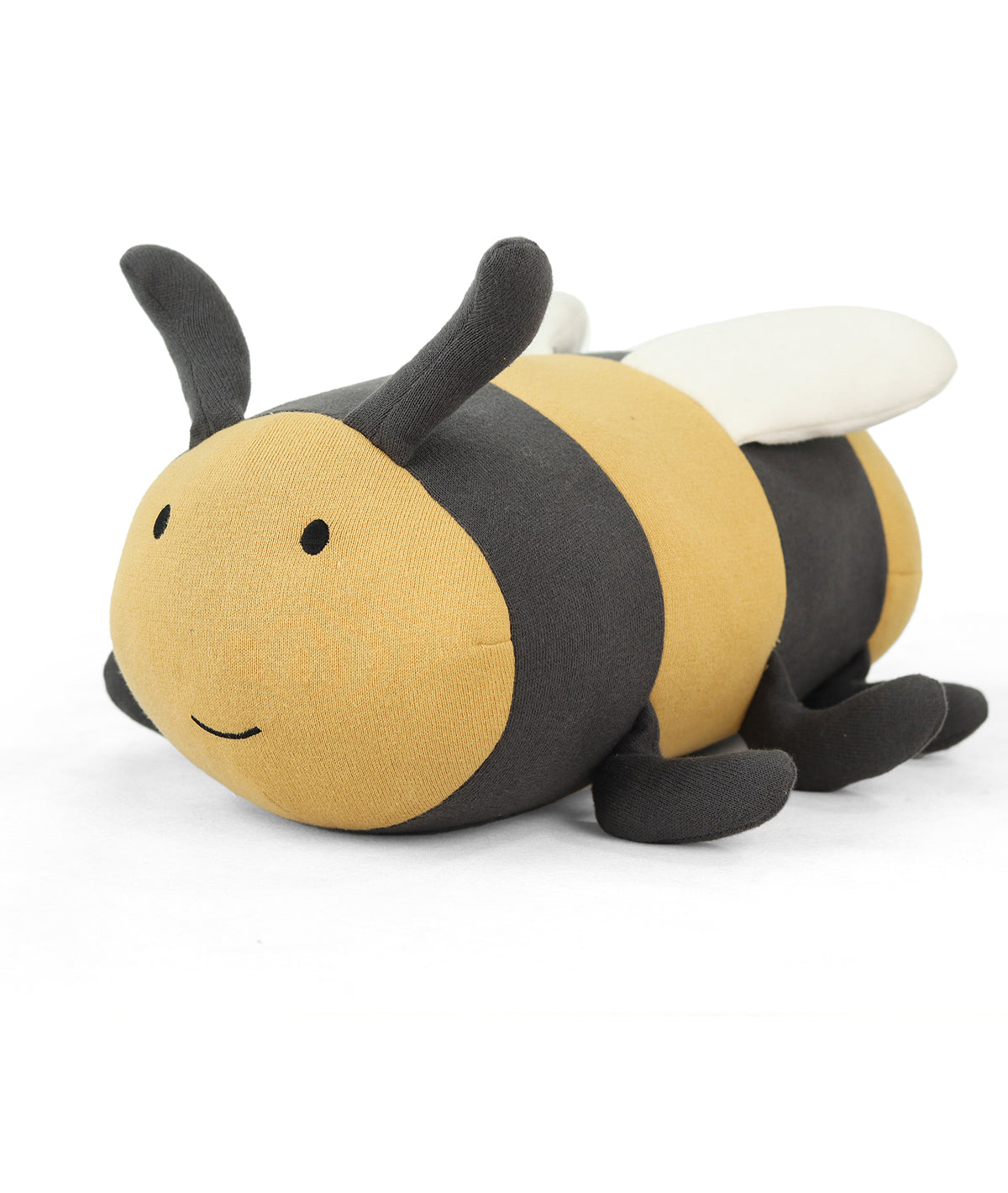 Honey Bee Cotton Knitted Stuffed Soft Toy (Dark Grey & Honey Gold)