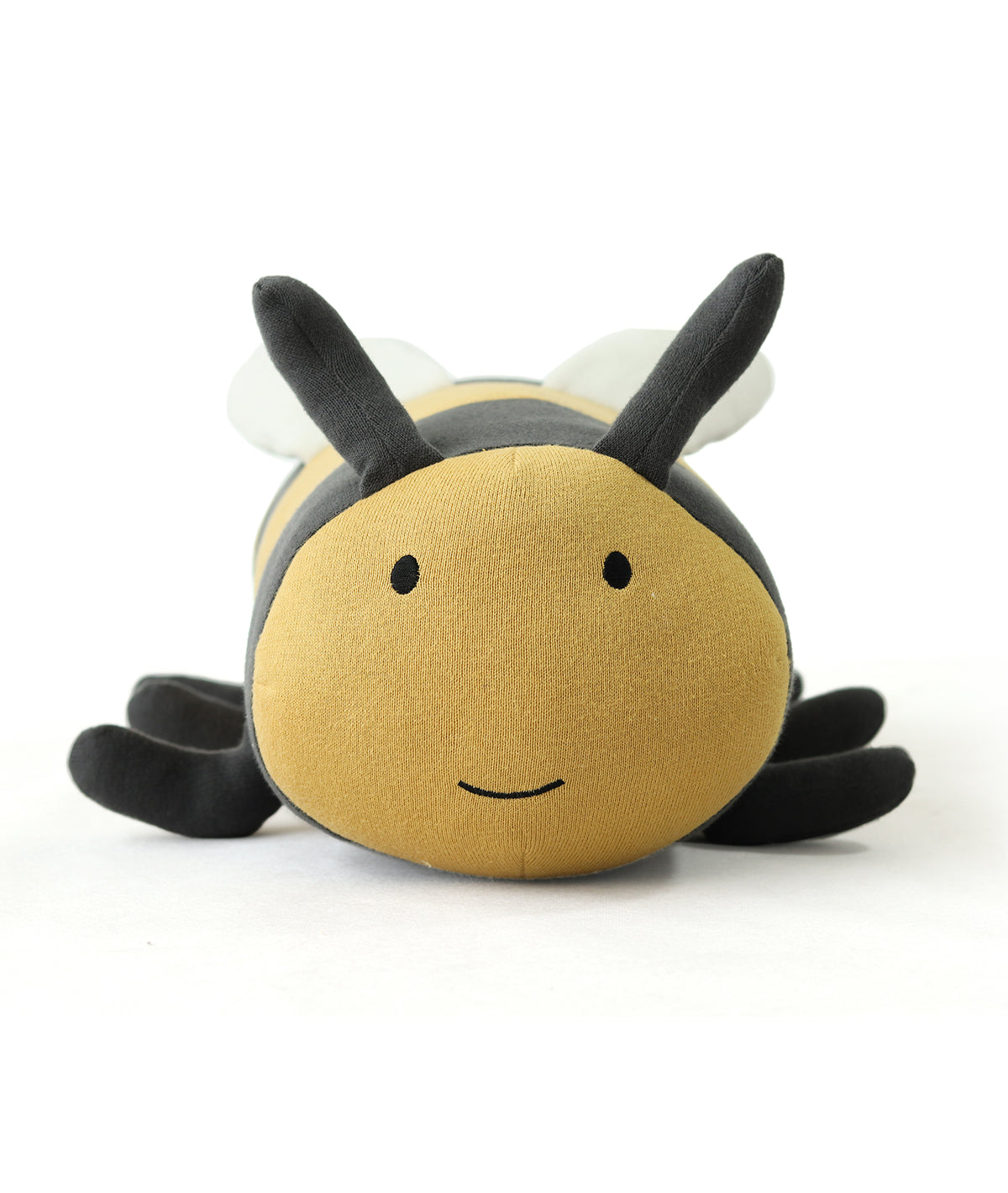 Honey Bee Cotton Knitted Stuffed Soft Toy (Dark Grey & Honey Gold)