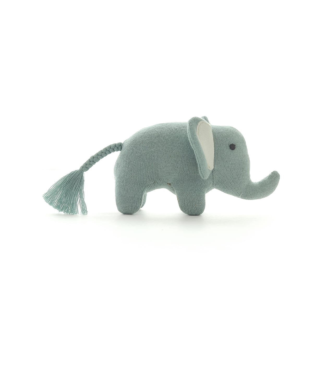 Harris the Elephant- Cotton Knitted Stuffed Soft Rattle Toy (Dull Blue)