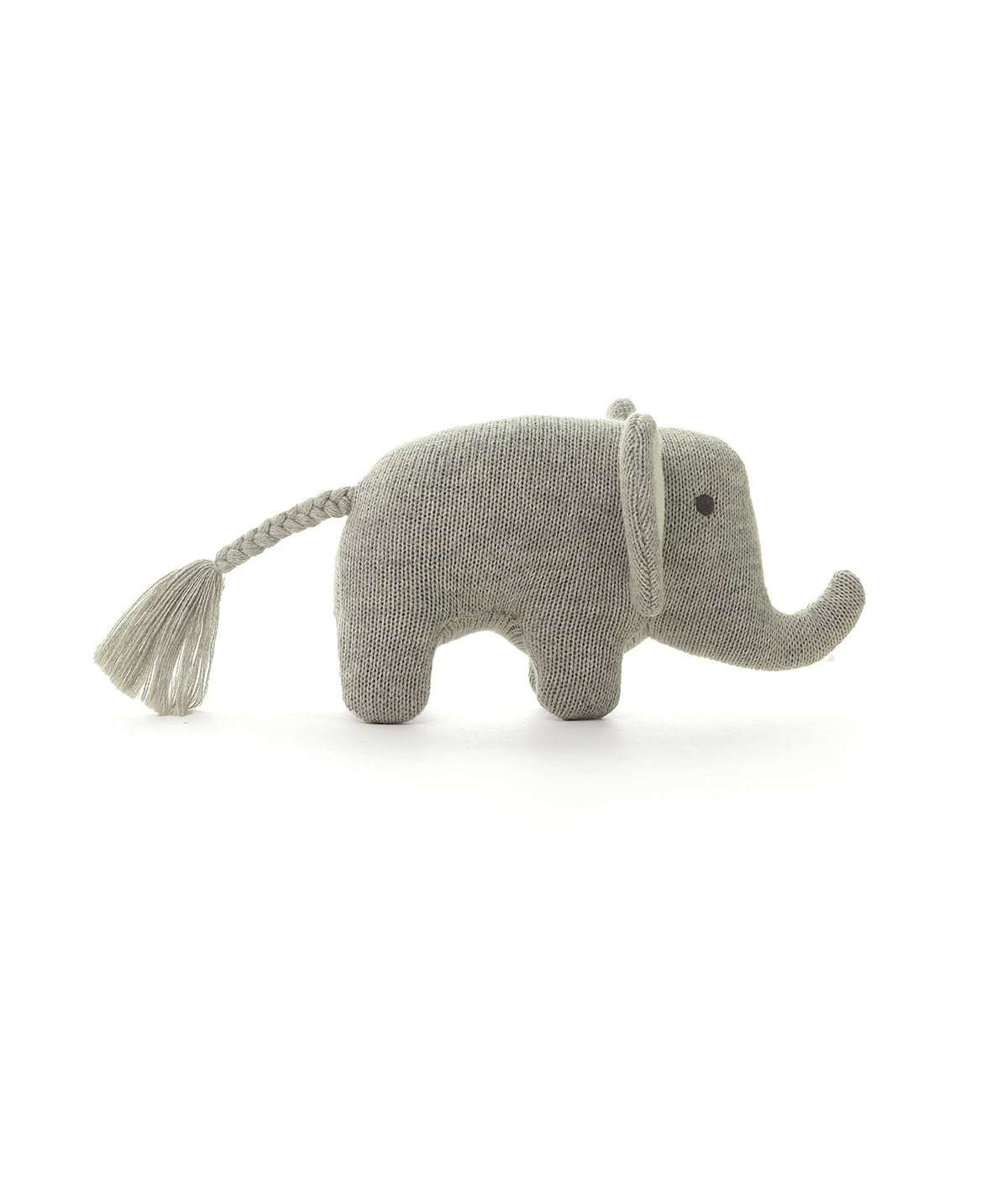 Harris the Elephant- Cotton Knitted Stuffed Soft Rattle Toy (Vanilla Grey Melange)