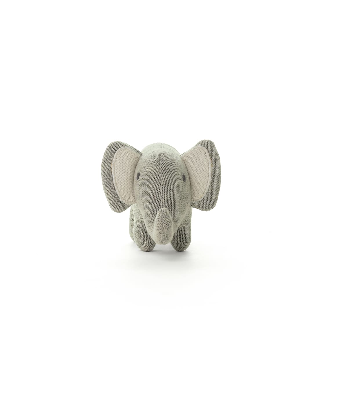 Harris the Elephant- Cotton Knitted Stuffed Soft Rattle Toy (Vanilla Grey Melange)