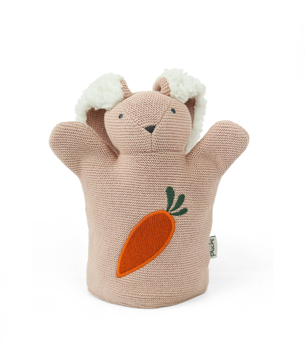 Rabbit Hand Puppet Cotton Knitted Stuffed Soft Toy (Pale Pink) – Pluchi ...
