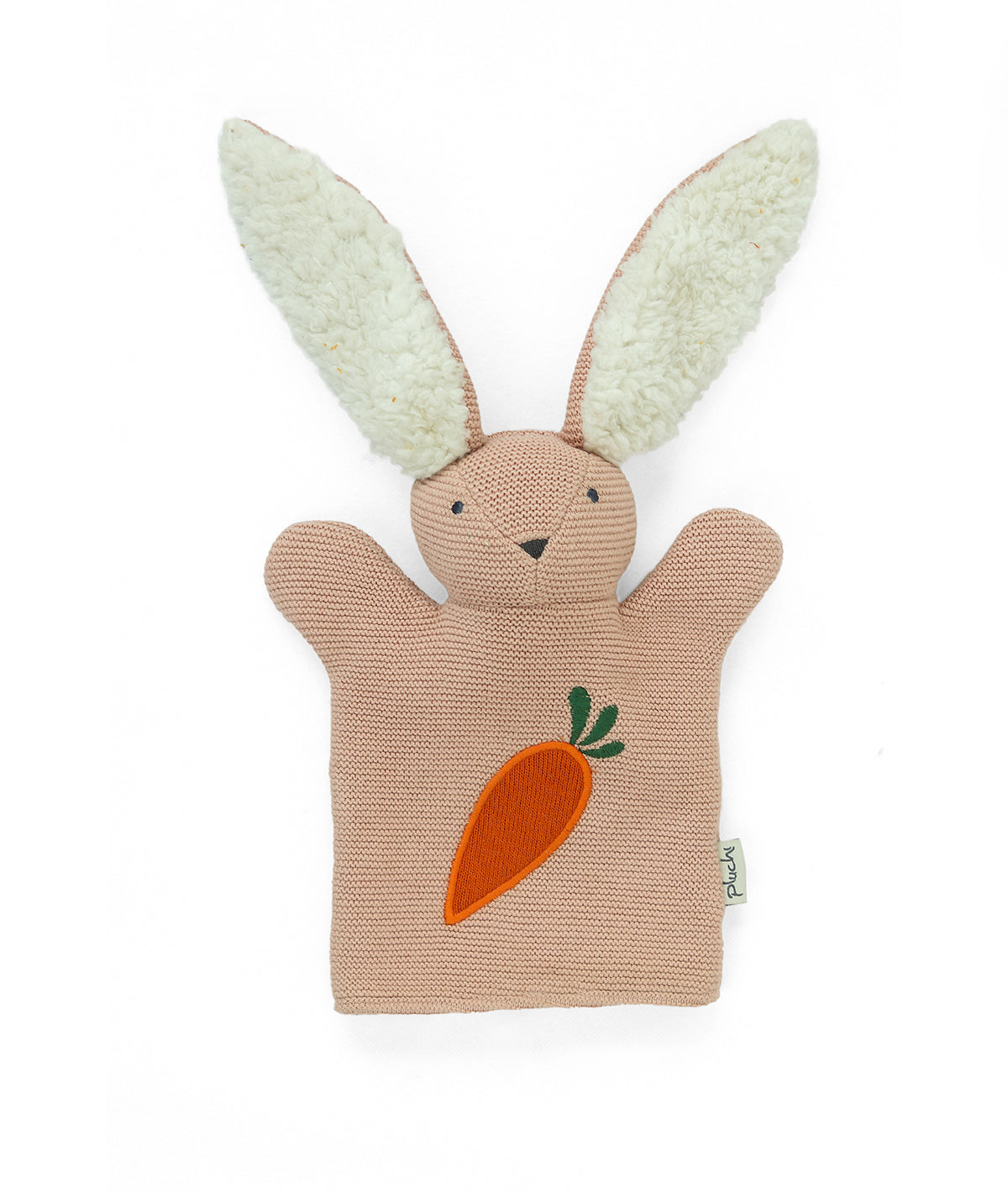 Rabbit Hand Puppet Cotton Knitted Stuffed Soft Toy (Pale Pink) – Pluchi ...