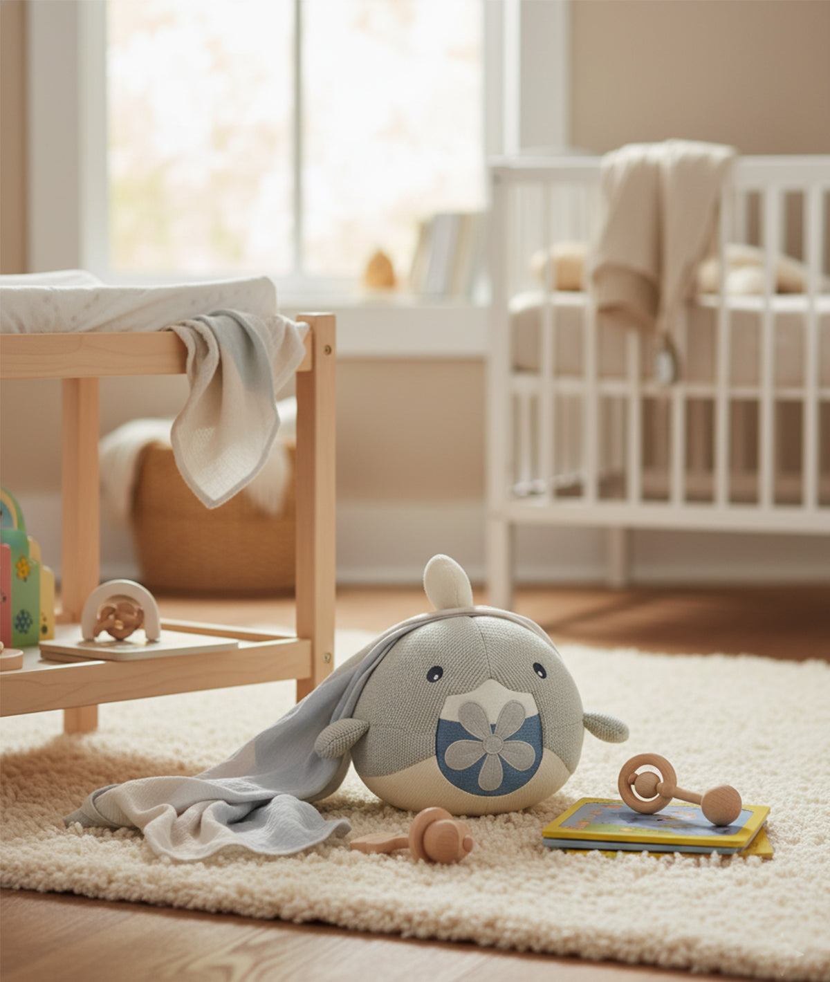 Marlow Fish Cotton Knitted Stuffed Soft Toy for Babies & Kids (Grey & Natural)