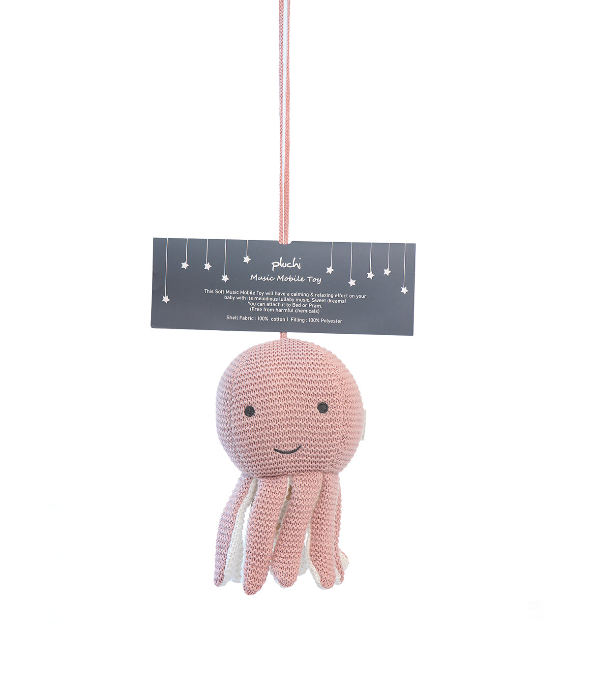 Ozy Octopus Cotton Knitted Stuffed Soft Music Toy (Cameo Pink & Ivory)