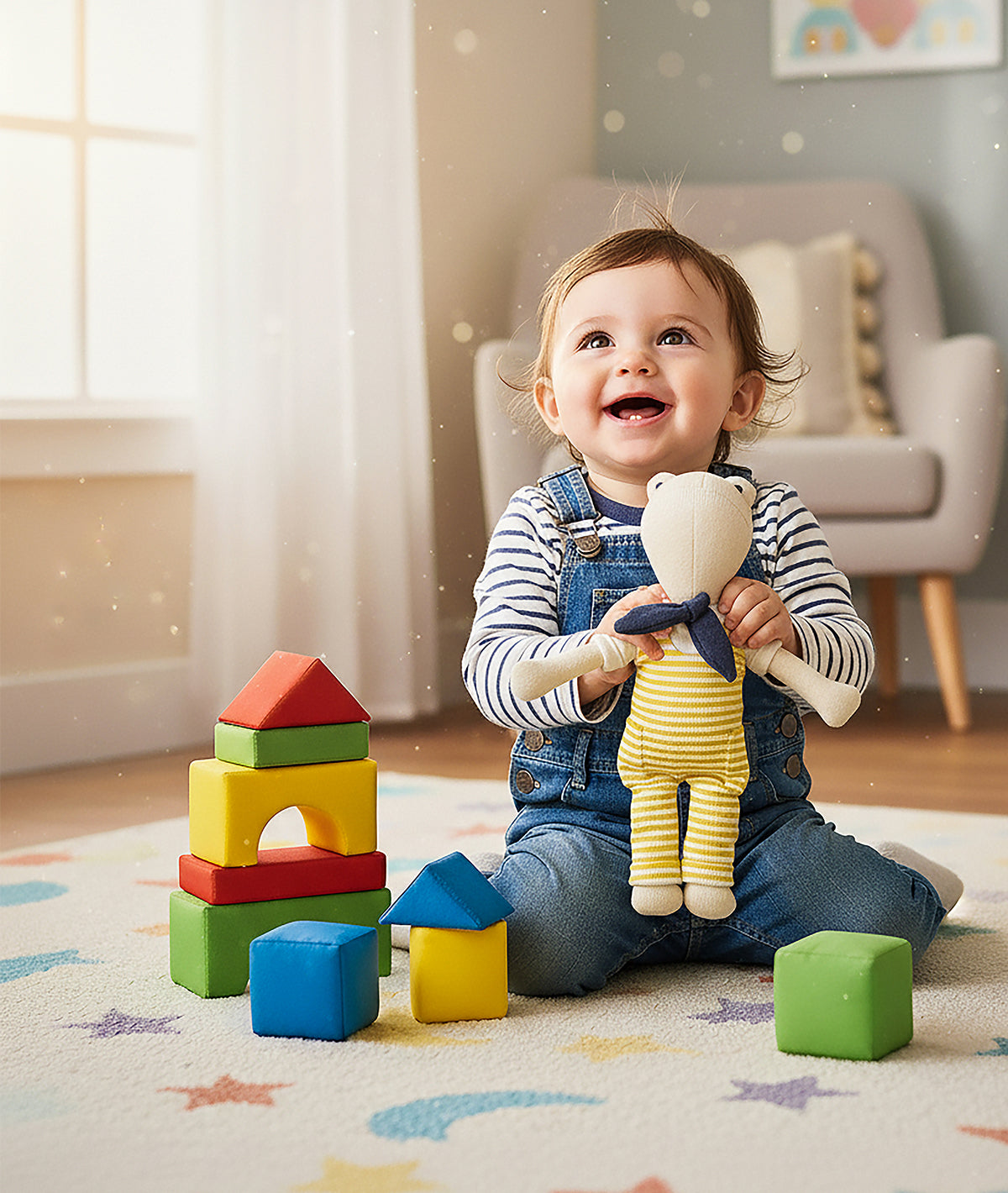 Puddles the Toad Cotton Knitted Stuffed Soft Toy for Babies & Kids (Natural & Medium Yellow)