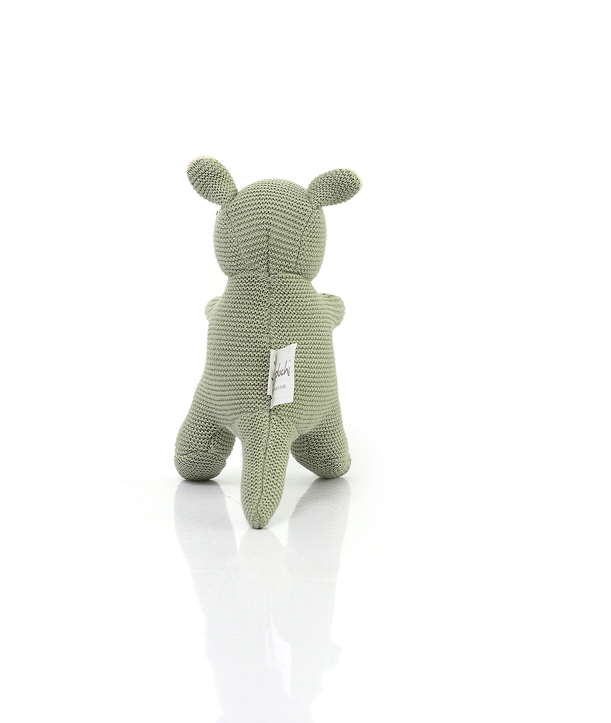 Doodle Kangaroo Rattle Cotton Knitted Stuffed Soft Toy (Pistachio Green & Natural)