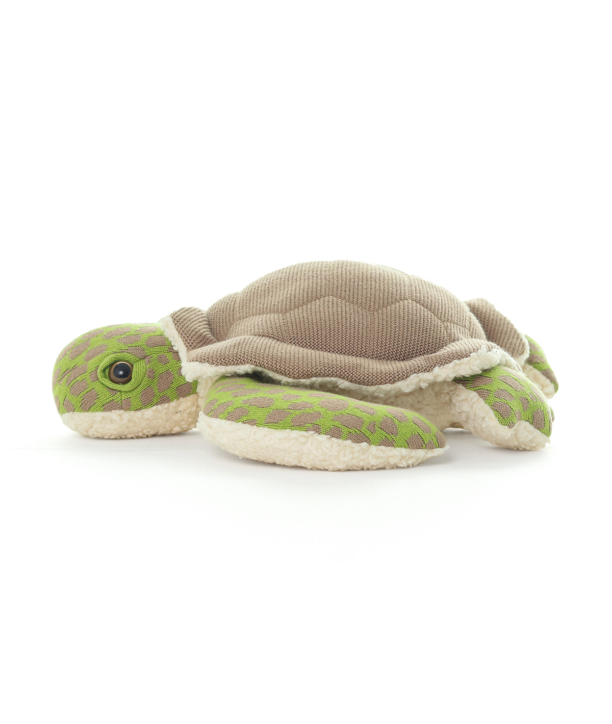Shelly Tortoise Cotton Knitted Stuffed Soft Toy (Dove Beige & Medium Green)