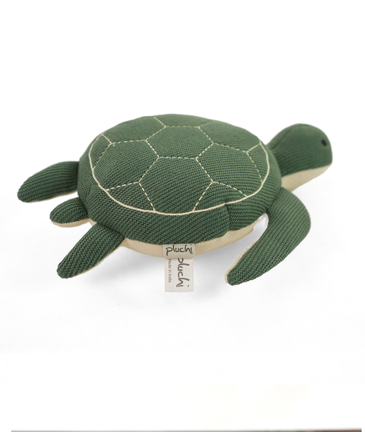 Waddles Turtle Cotton Knitted Stuffed Soft Toy (Duke Green & Natural)