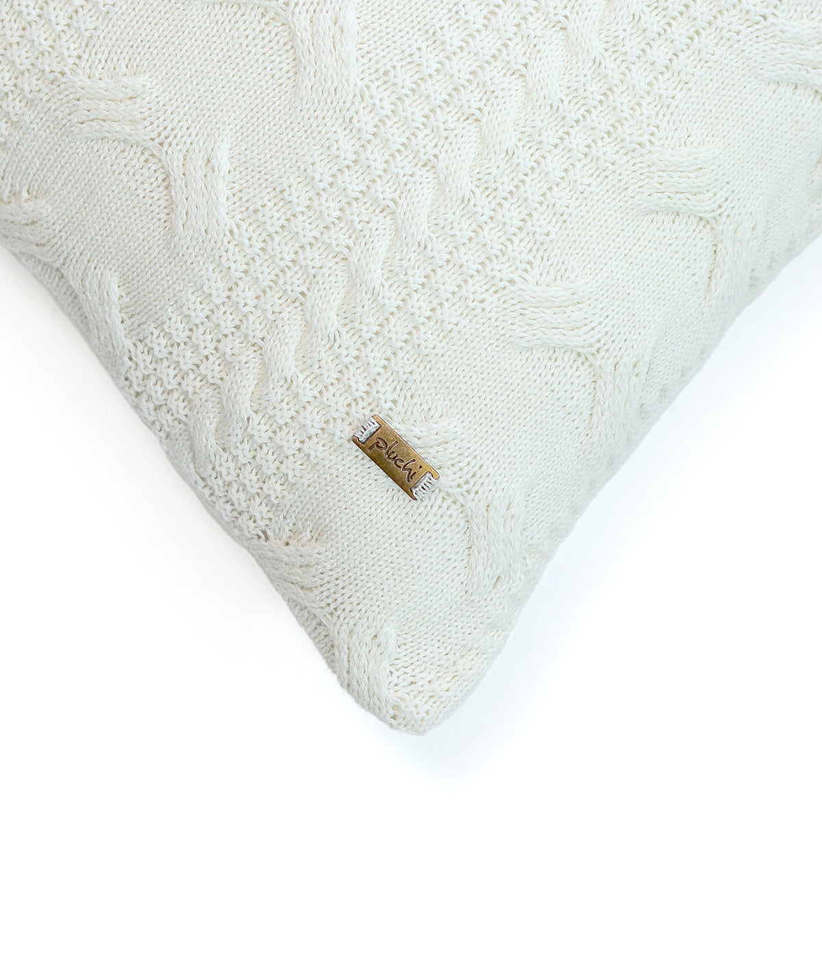 Classical - Ivory Cotton Knitted Decorative Cushion Cover (18" x 18")