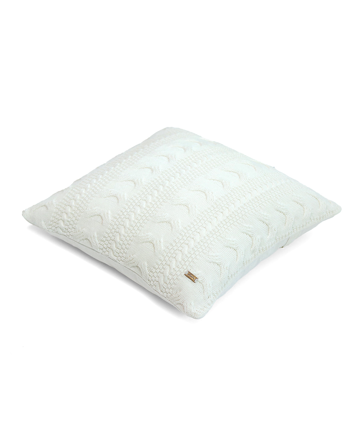 Classical - Ivory Cotton Knitted Decorative Cushion Cover (18" x 18")