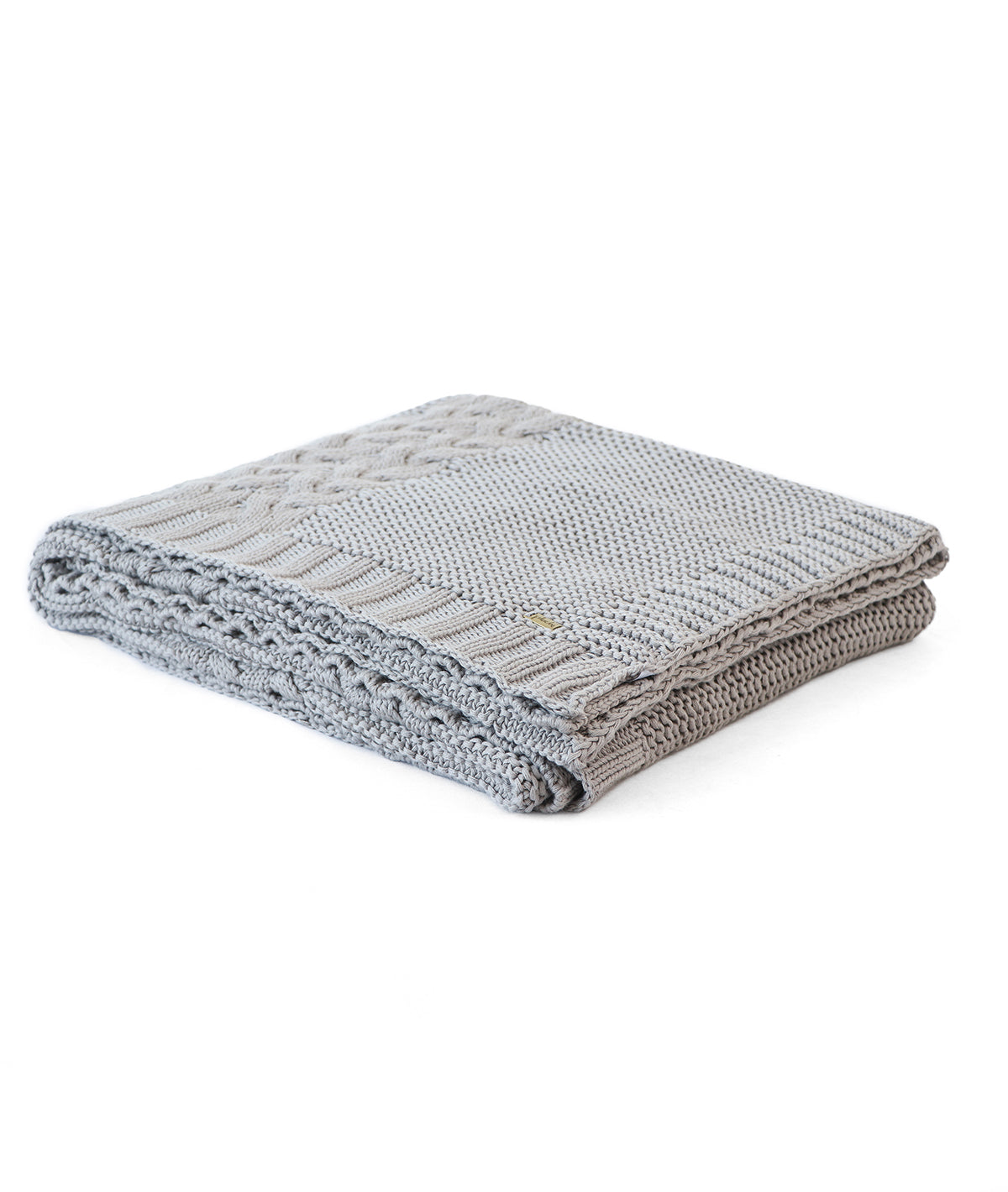 Archer Opal Grey Cotton Knitted Throw /Blanket  For Round The Year Use (125x150cm)