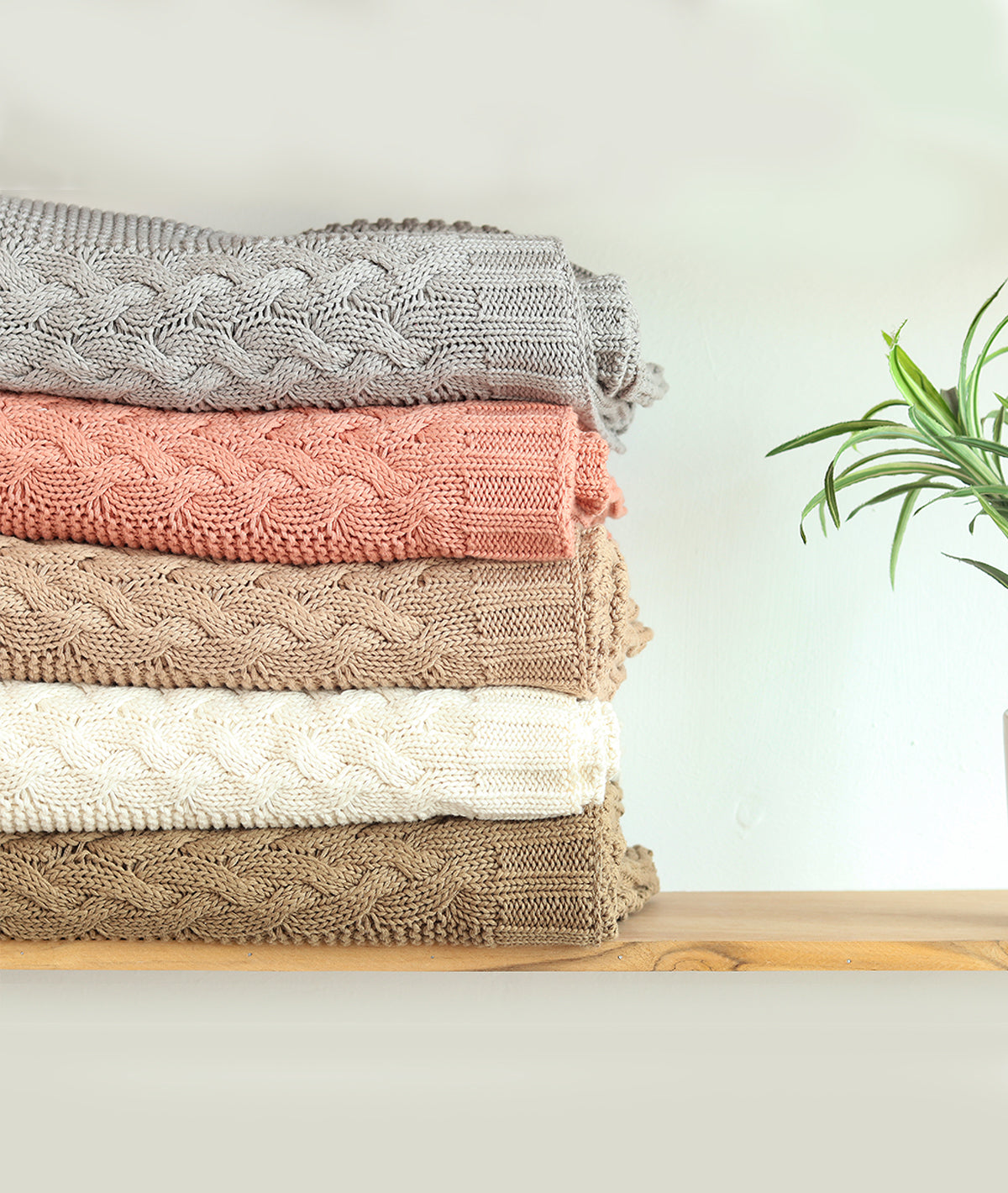 Archer Opal Grey Cotton Knitted Throw /Blanket  For Round The Year Use (125x150cm)