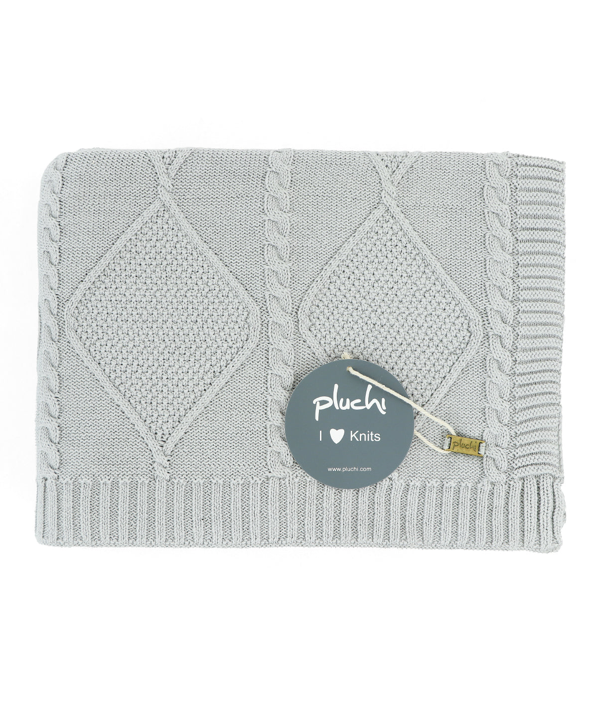 Cable Moss Throw Cool Grey Color 100% Cotton Knitted All Season AC Throw Blanket