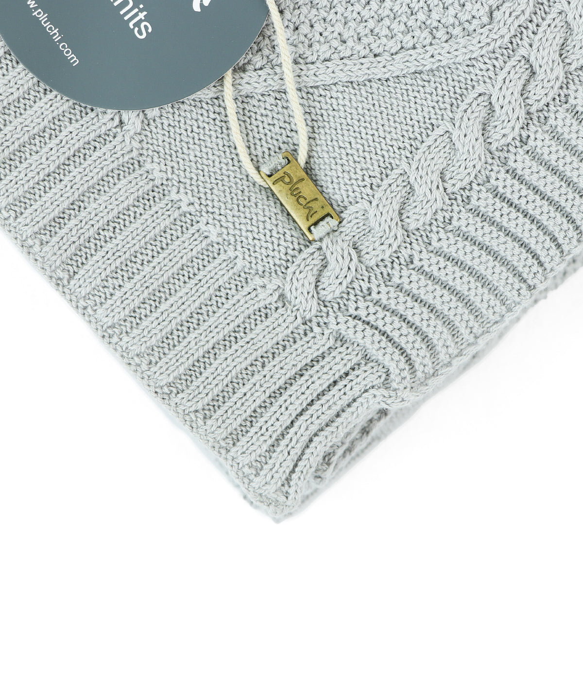 Cable Moss Throw Cool Grey Color 100% Cotton Knitted All Season AC Throw Blanket