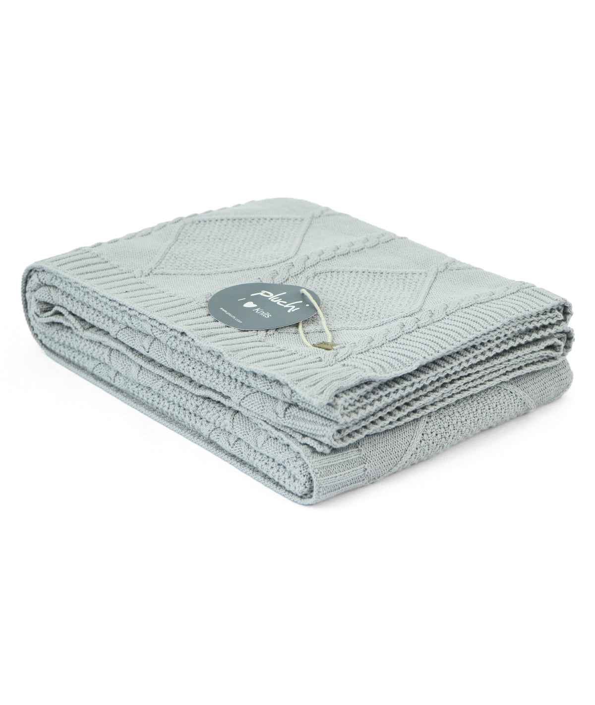 Cable Moss Throw Cool Grey Color 100% Cotton Knitted All Season AC Throw Blanket