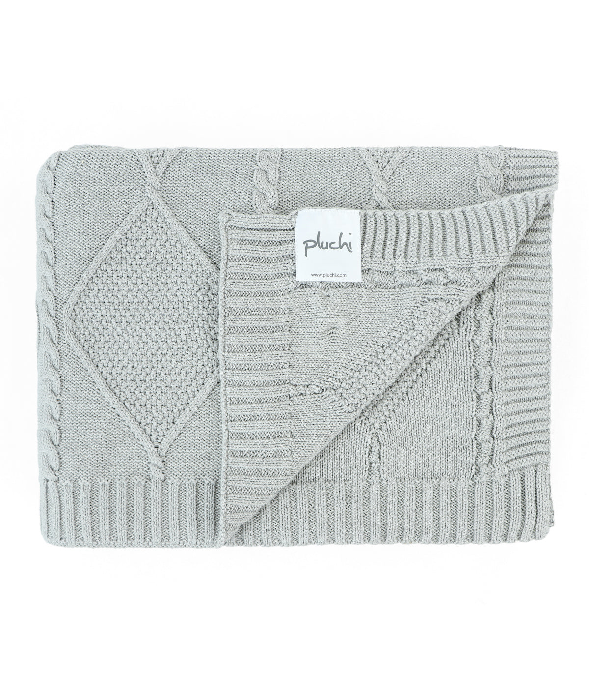 Cable Moss Throw Cool Grey Color 100% Cotton Knitted All Season AC Throw Blanket