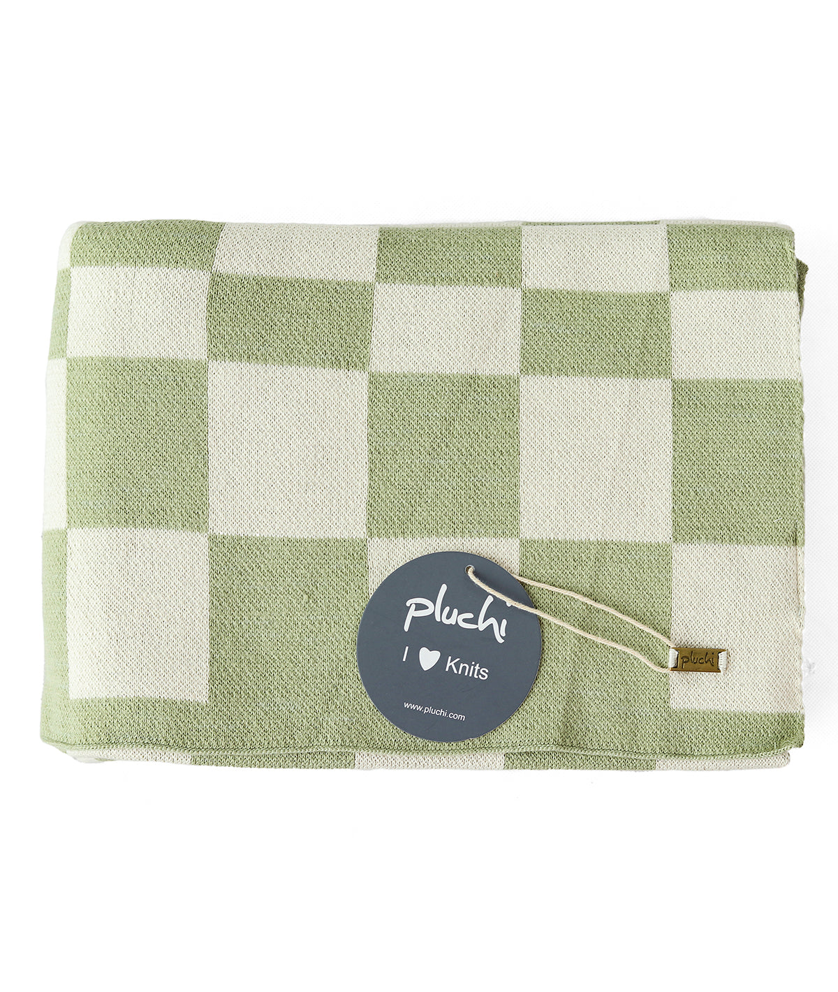 Checkerd Mint Green & Natural Color 100% Cotton Knitted All Season AC Throw Blanket