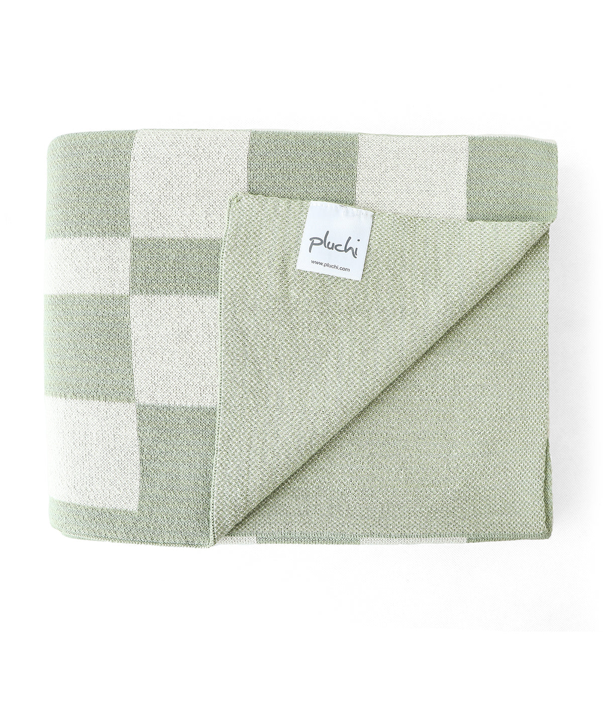 Checkerd Mint Green & Natural Color 100% Cotton Knitted All Season AC Throw Blanket