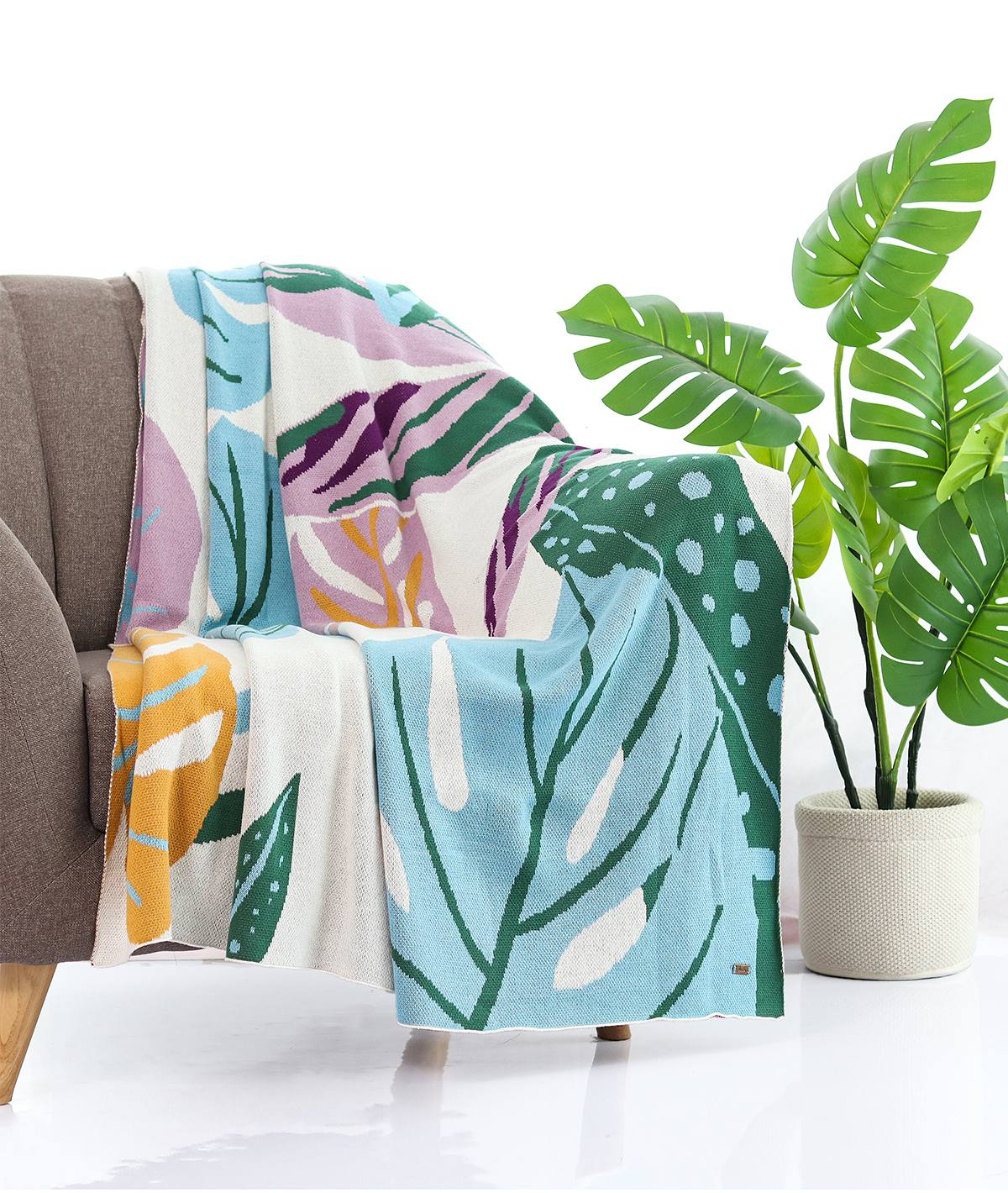 Floral Throw Multi Color 100% Cotton Knitted All Season AC Throw Blank ...