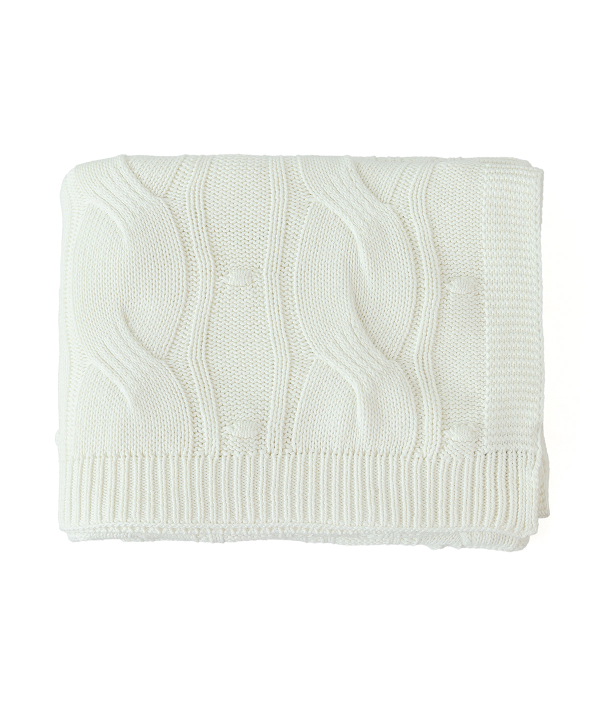 Granite Knit Ivory Cotton Knitted Throw /Blanket  For Round The Year Use (125x150cm)