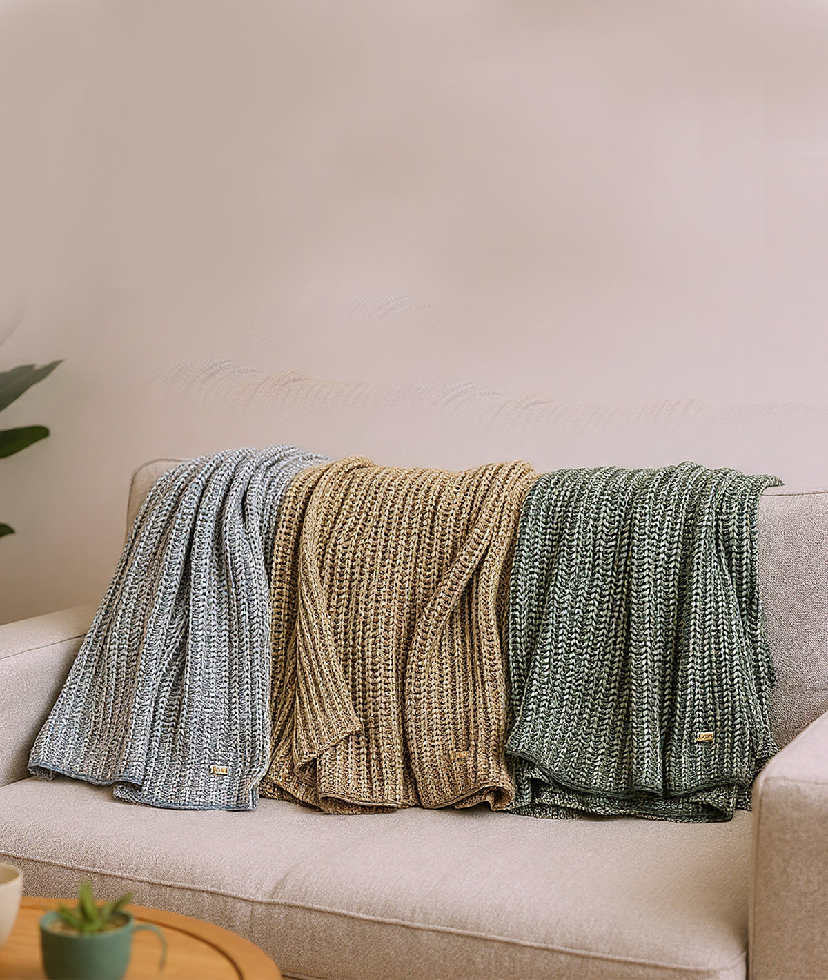 Henry Ryegrass Cotton Knitted Throw /Blanket  For Round The Year Use (125x150cm)