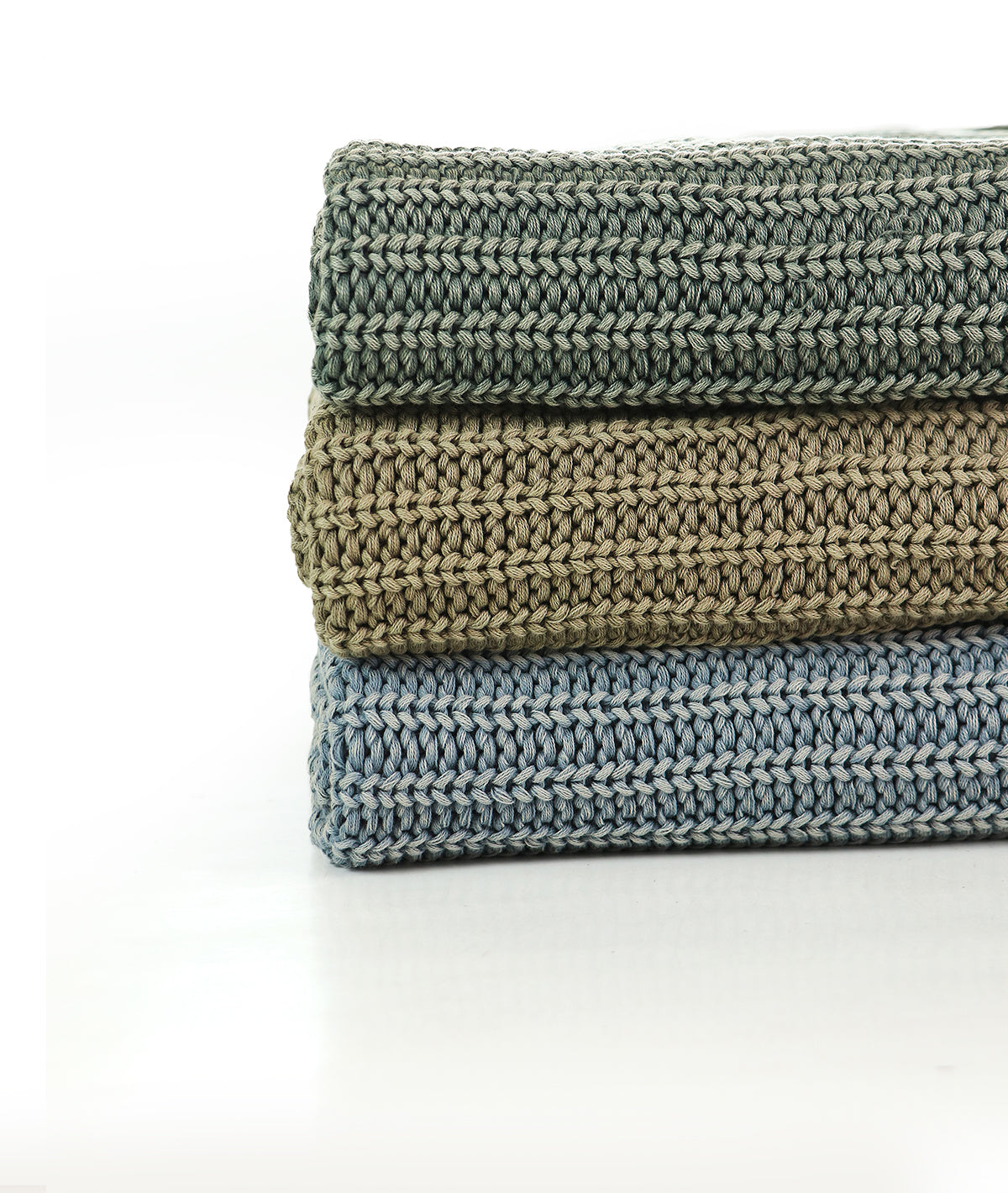 Henry Blue Grey Cotton Knitted Throw /Blanket  For Round The Year Use (125x150cm)