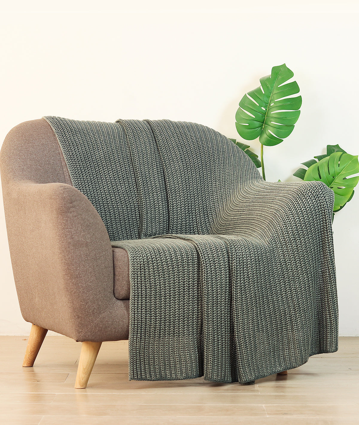 Henry Ryegrass Cotton Knitted Throw /Blanket  For Round The Year Use (125x150cm)