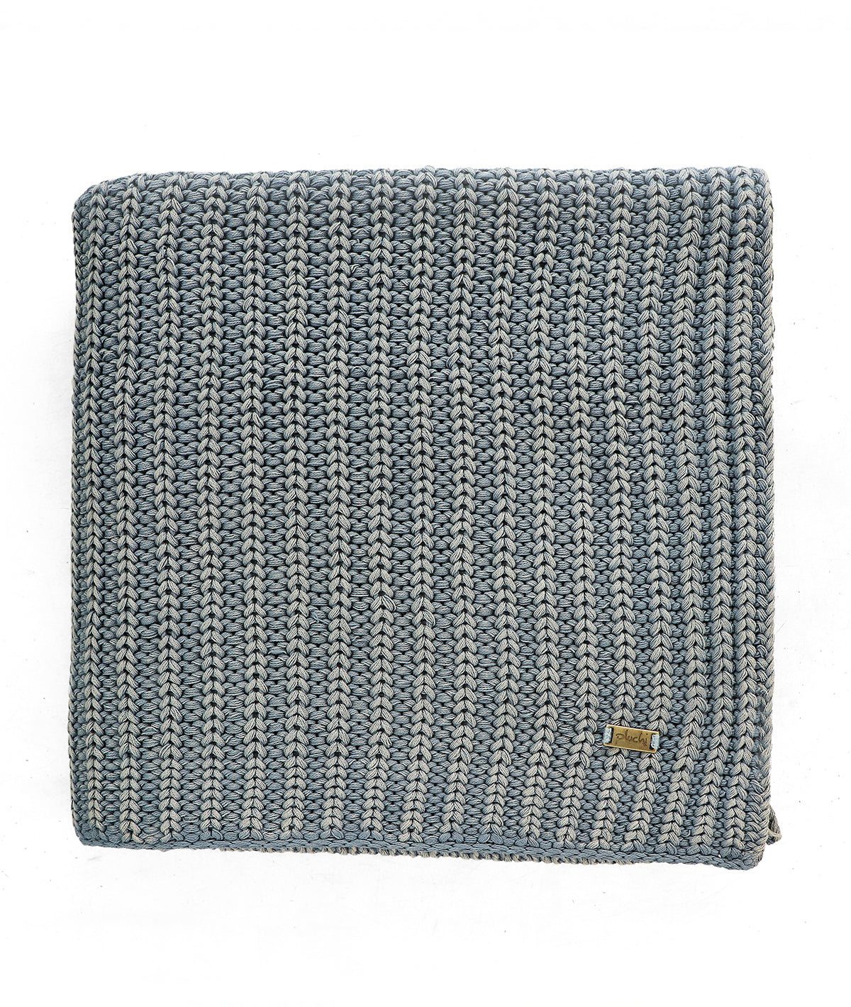 Henry Blue Grey Cotton Knitted Throw /Blanket  For Round The Year Use (125x150cm)