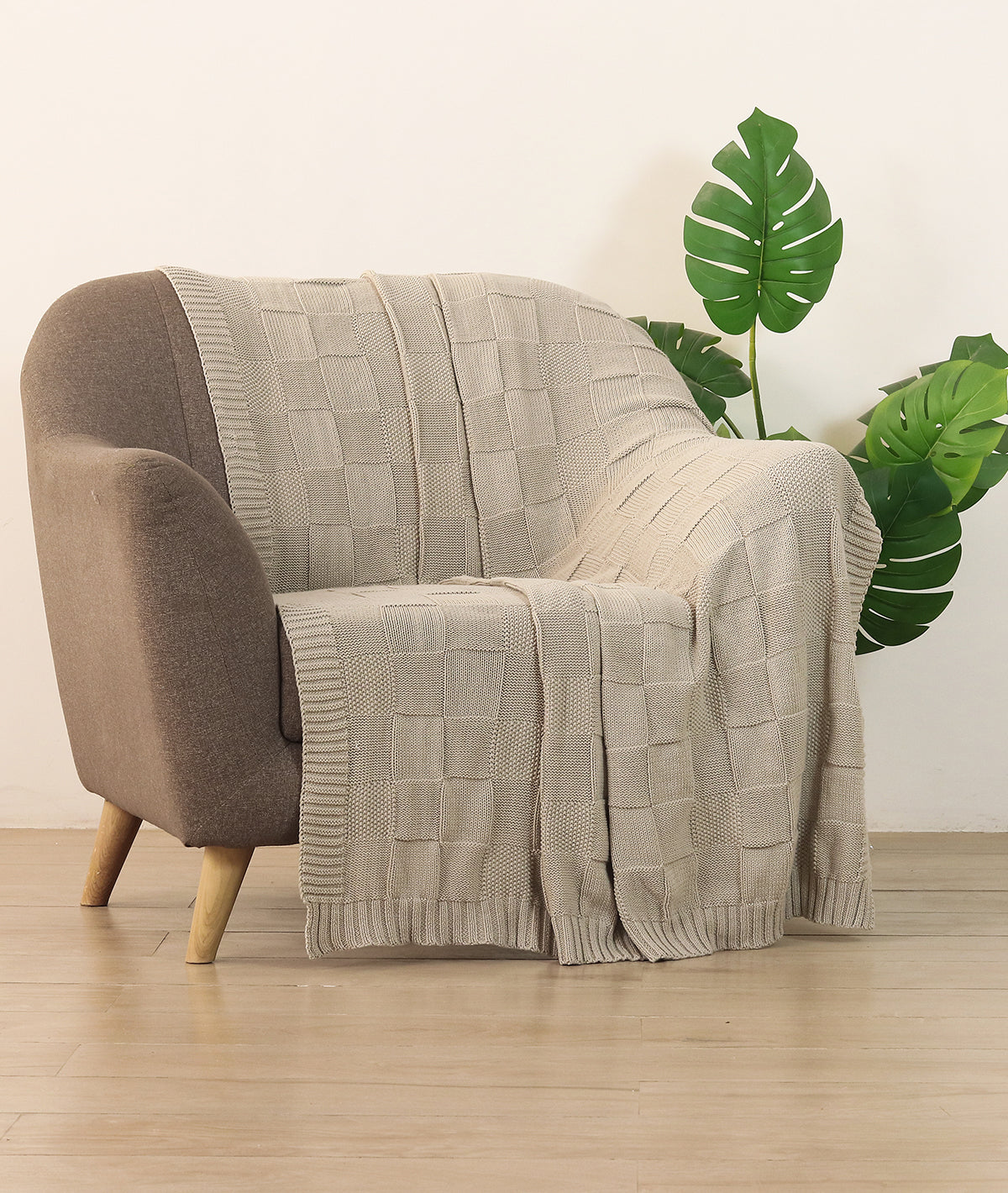 Nora Pale Whisper Color 100% Cotton Knitted All Season AC Throw Blanke ...