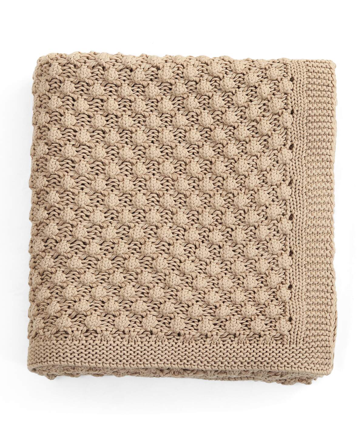 Popcorn Knit Linen Color Cotton Knitted Throw /Blanket  For Round The Year Use