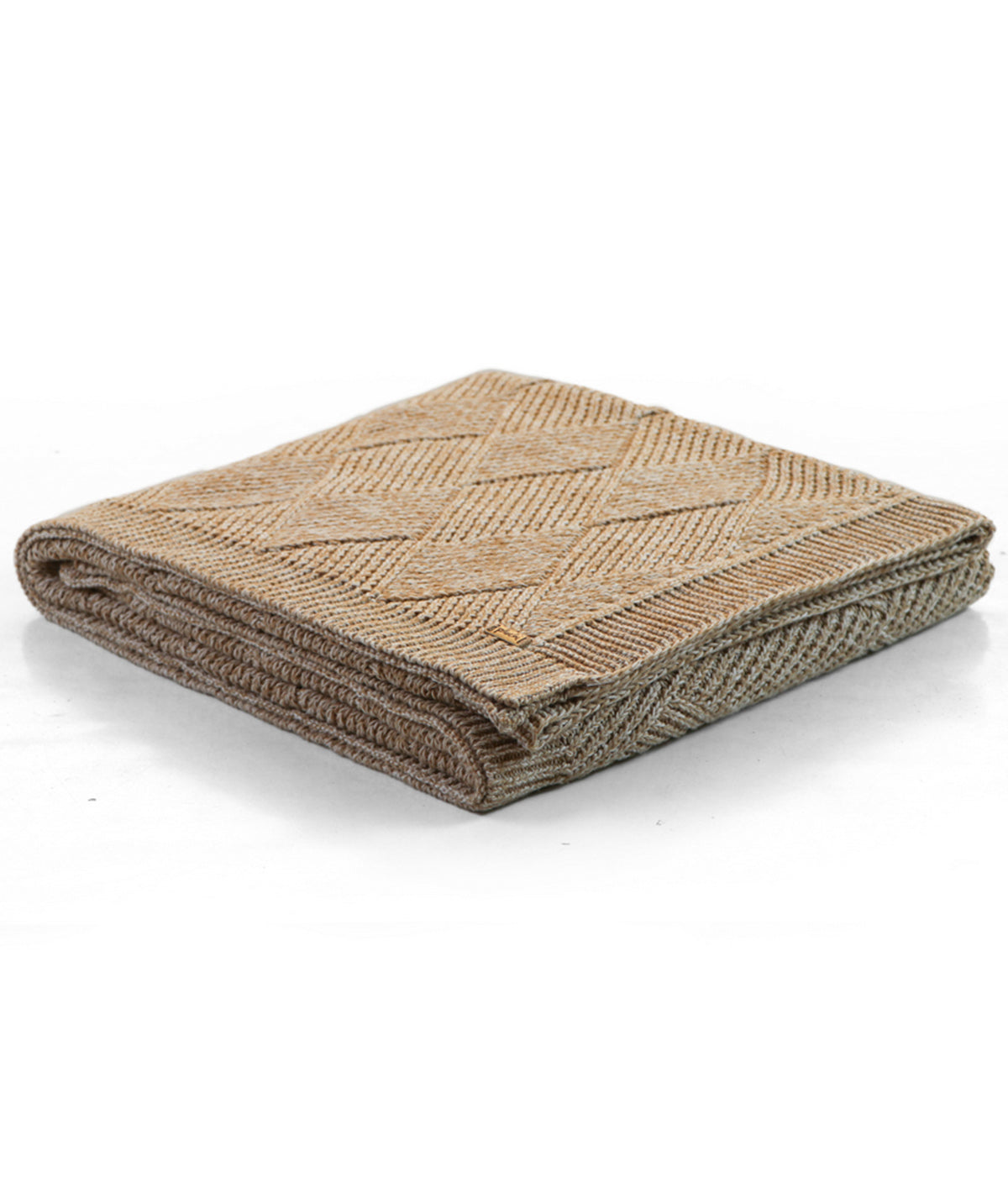 Tagus Khaki Cotton Knitted Throw /Blanket  For Round The Year Use (125x150cm)