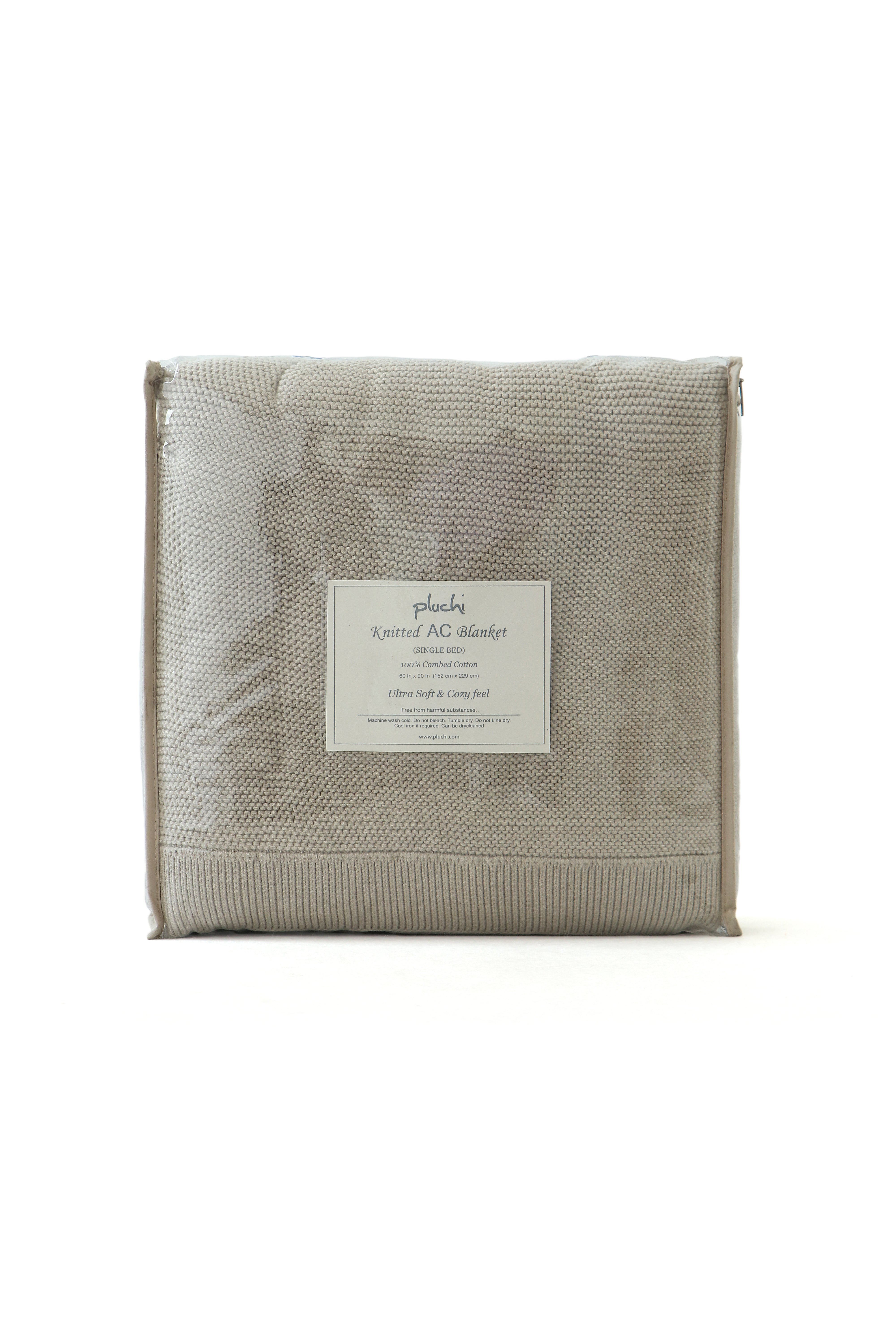 Transfer Knit Cotton Knitted All Season AC Throw Blanket (Pale Whisper)