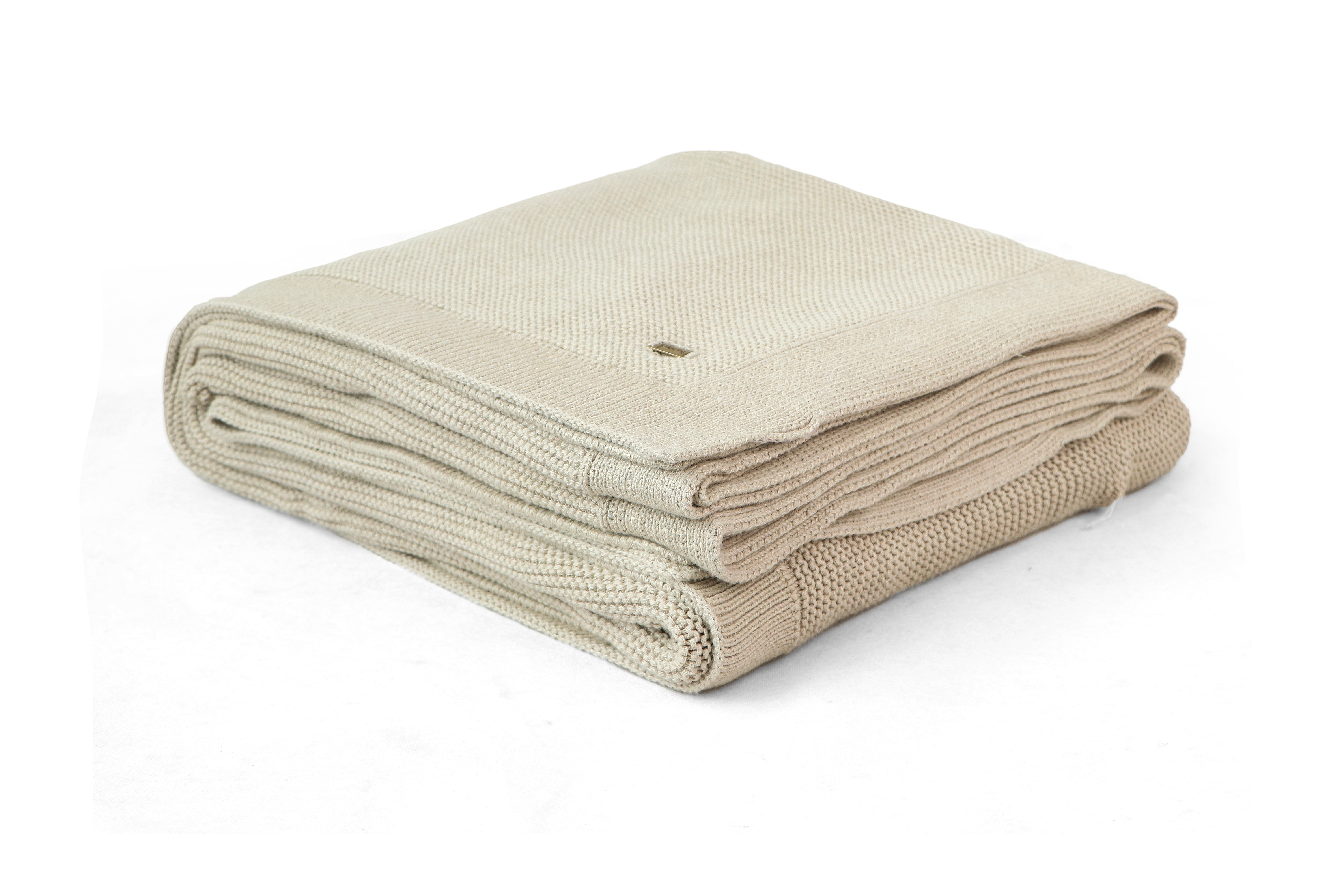 Transfer Knit Cotton Knitted All Season AC Throw Blanket (Pale Whisper)