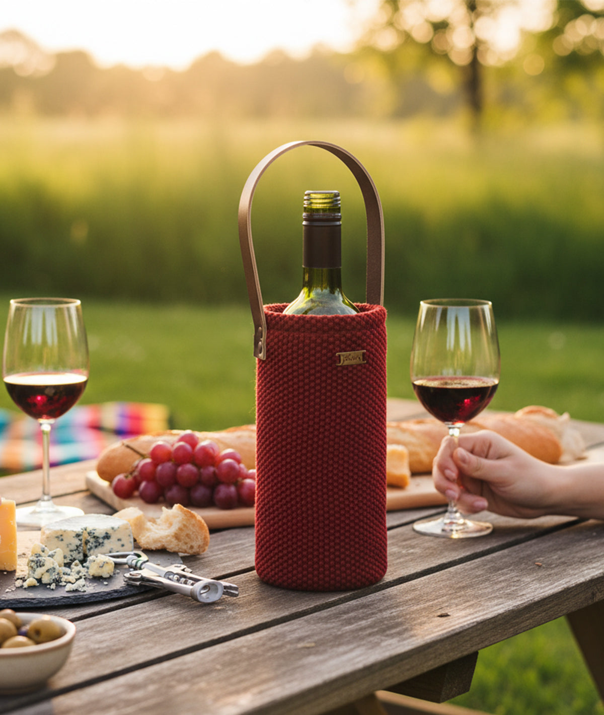 Magnum Cotton Knitted Wine Bottle Cover (Dark Red)