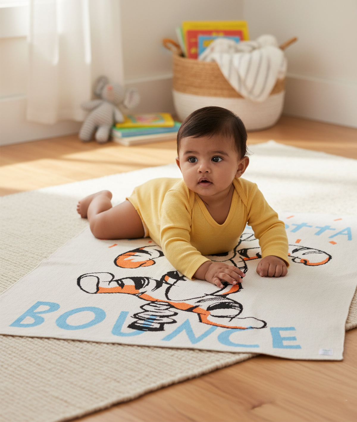 Winnie The Pooh Tiger (I Just Gotta Bounce) Disney Cotton Knitted AC Blanket For Baby / Infant / New Born For Use In All Seasons (0-18 Months)
