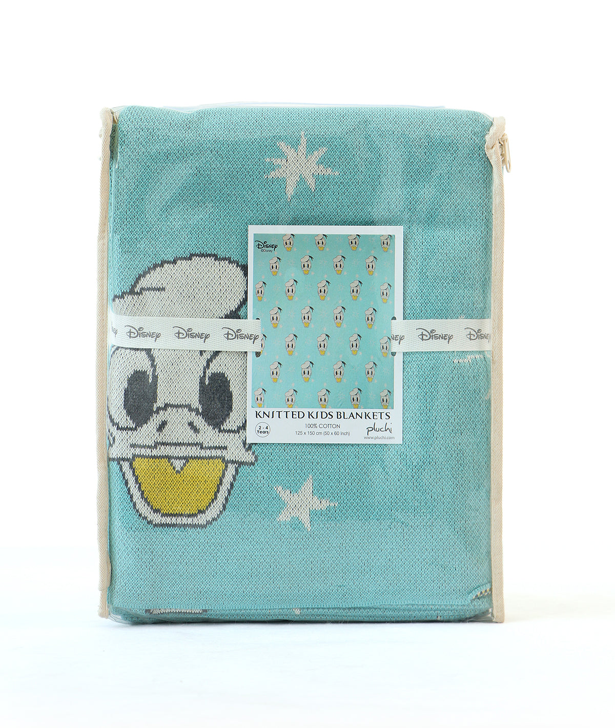 Donald Duck - Disney Cotton Knitted Throw / AC Blanket For Kids For Use In All Seasons (2 to 4 Years for Kids)