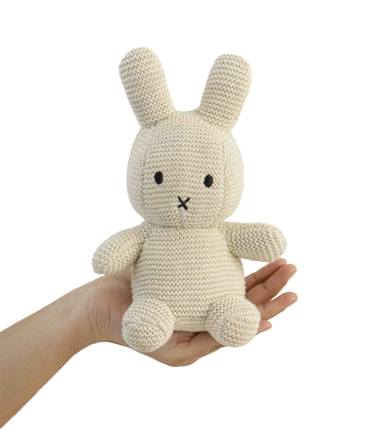 Rattle Bunny - Natural Melange Color 100% Cotton Knitted Stuffed Soft Toy for Babies / Kids (7" x 5")