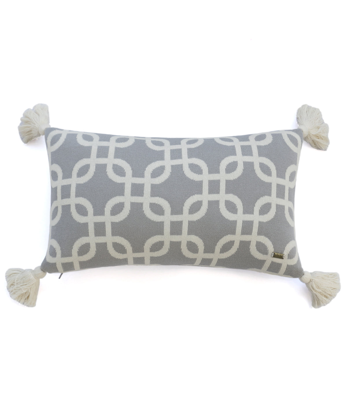 Stroke Cotton Knitted Decorative Light Grey & Natural Color 12 x 20 Inches Pillow Covers